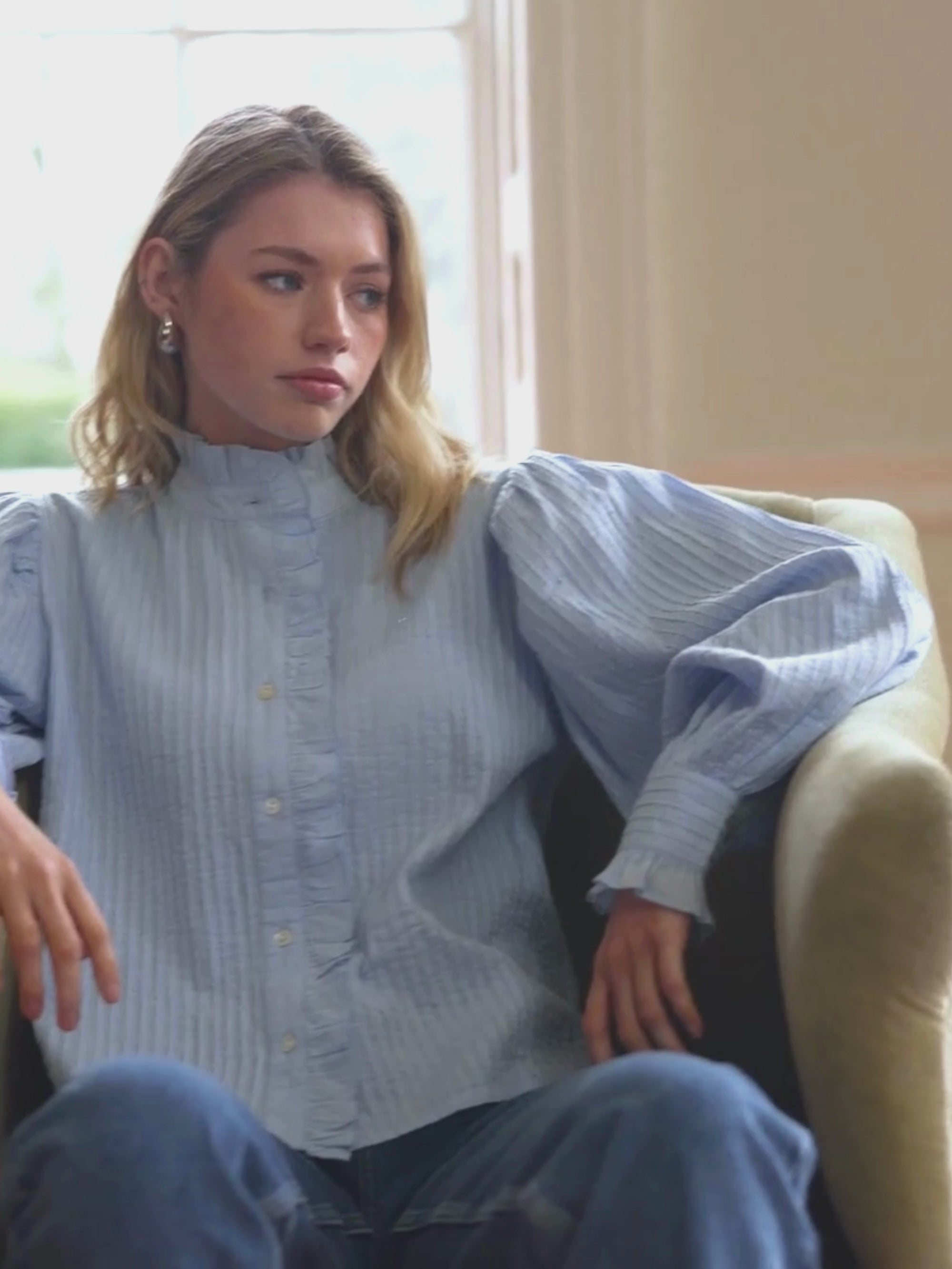 L’Or Embroidery Pin tuck Blouse L'Or Embroidery Pin tuck Blouse Cable & Gauge Pintuck Cap