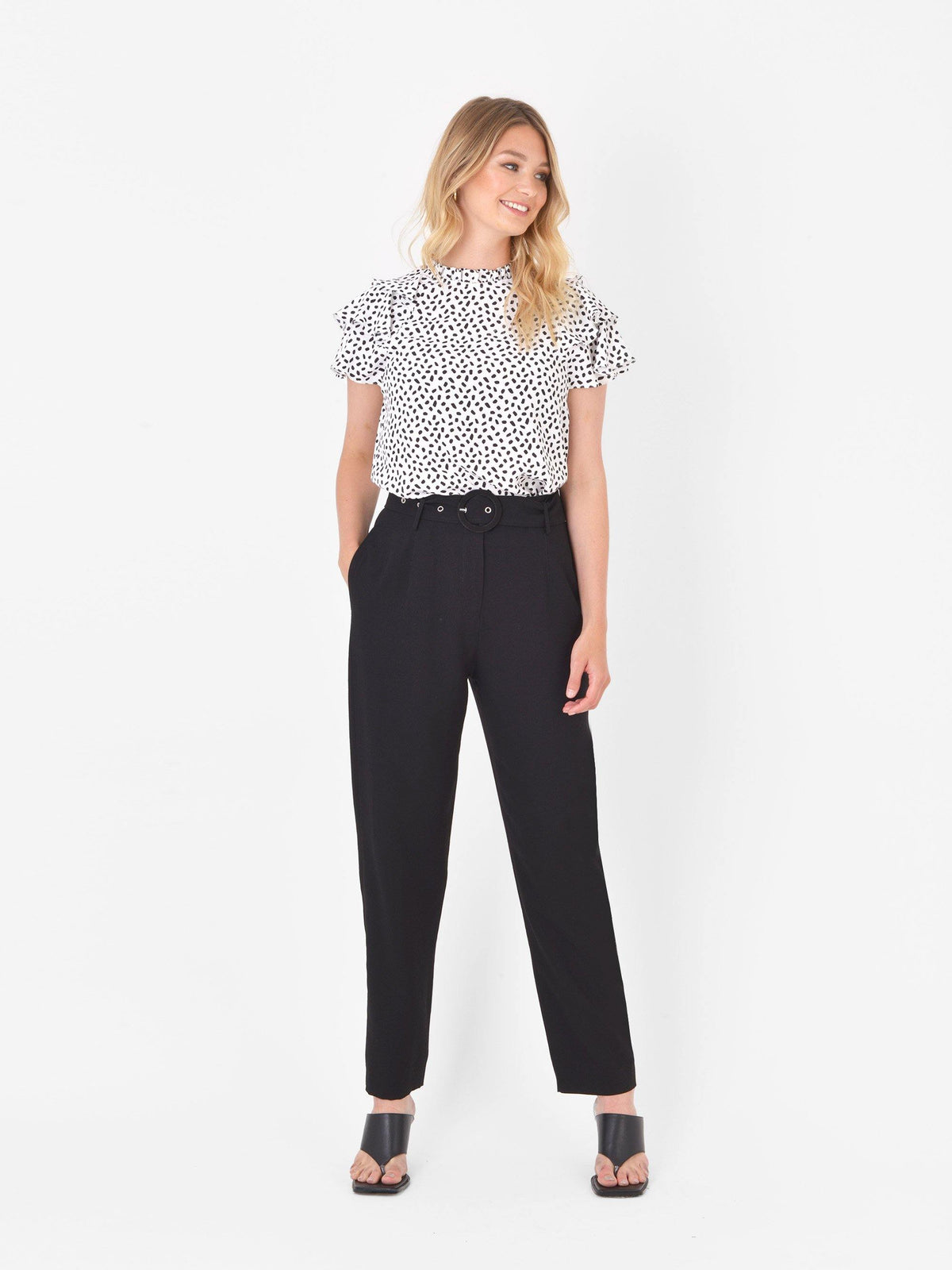 High Waisted Belted Trousers - Ro&Zo