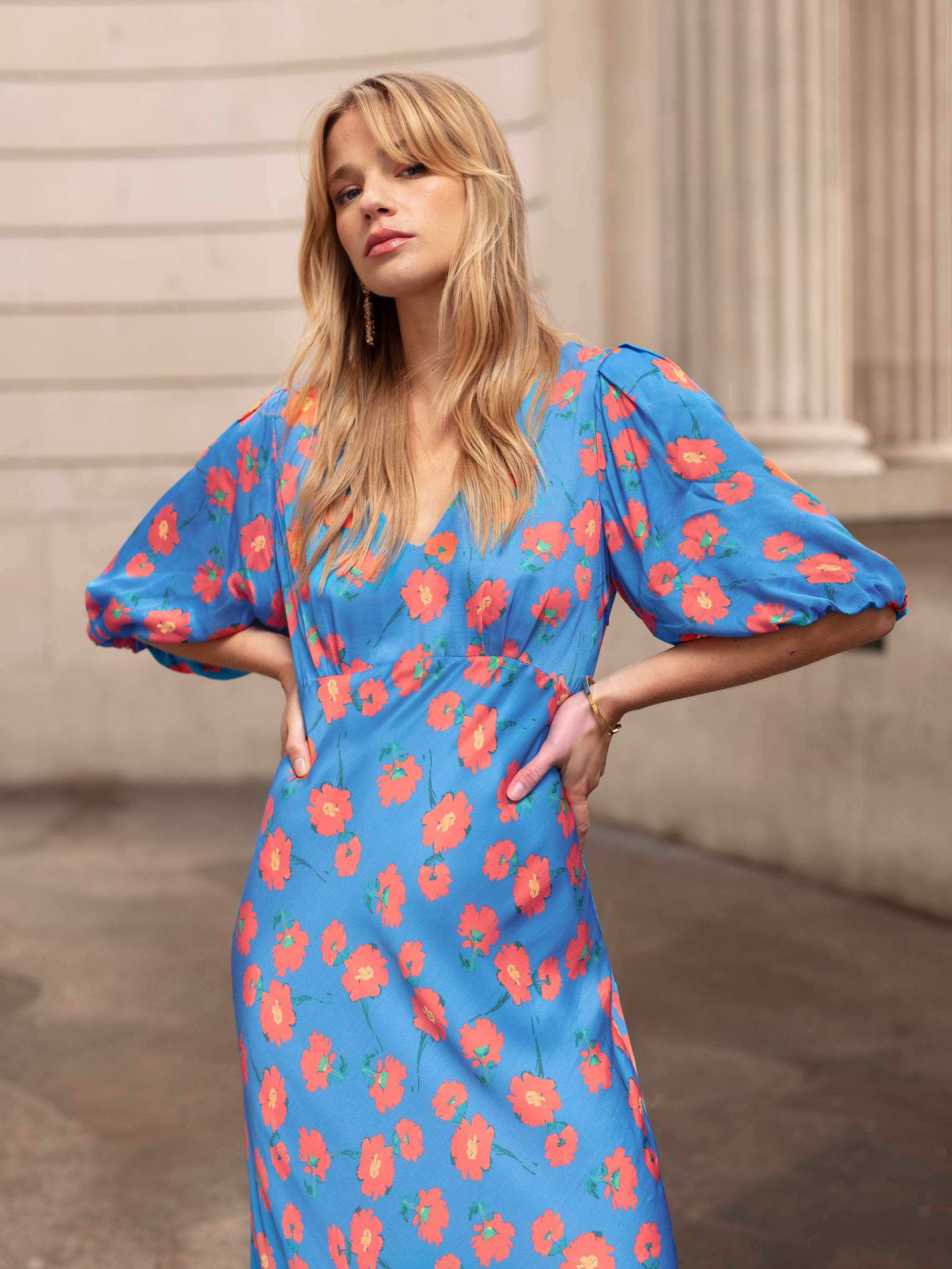 Evora Poppy Print Midi Dress – Ro&Zo