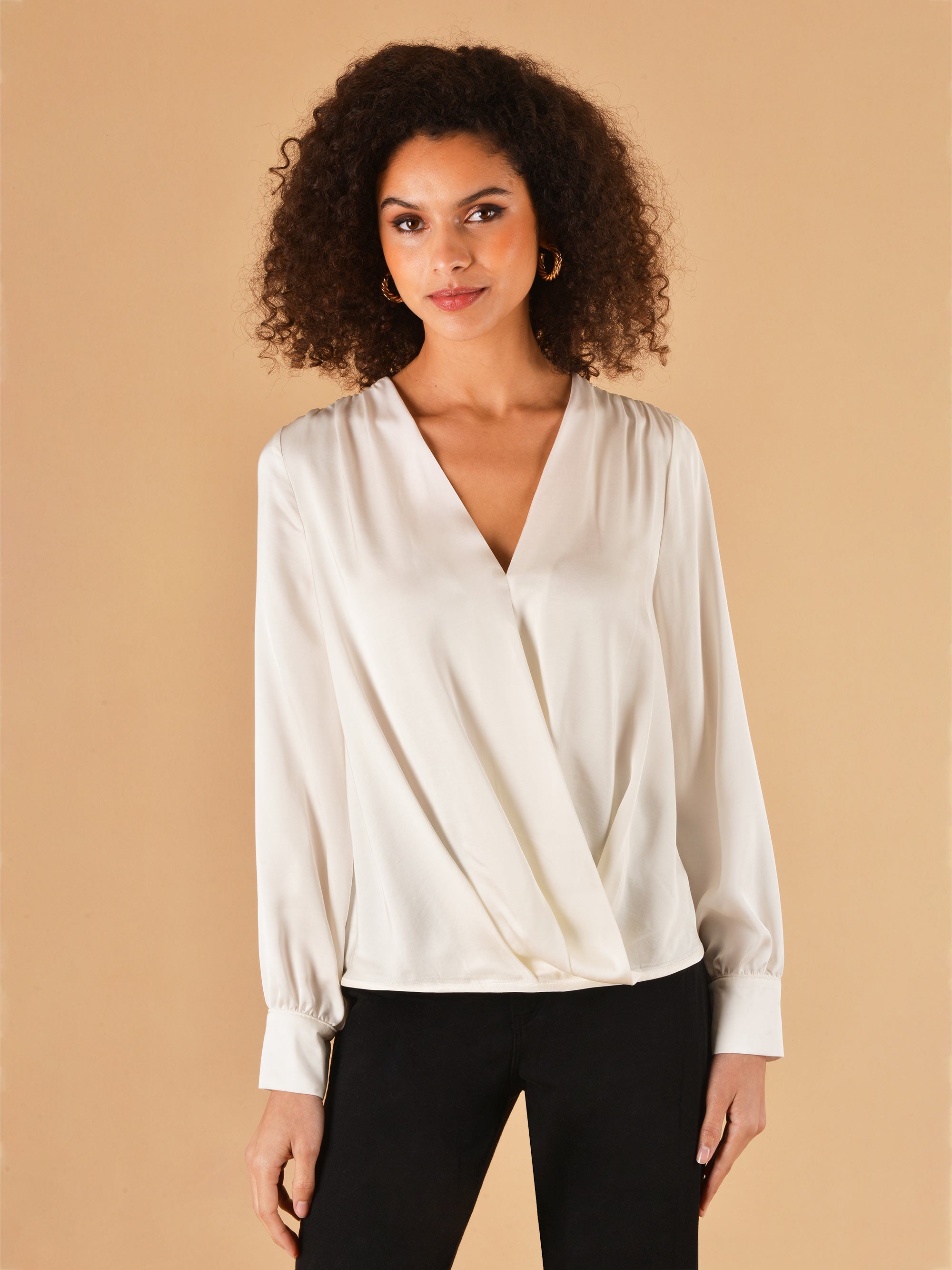 White satin store wrap blouse