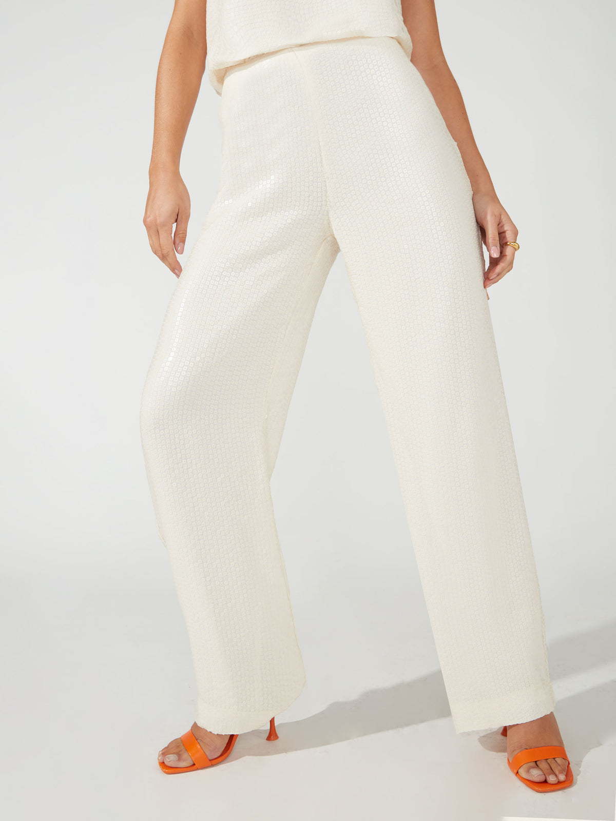 Ivory Sequin Trousers
