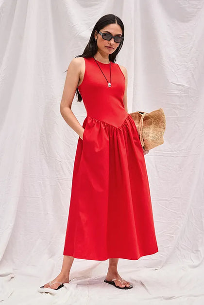Petite Lilac And Coral Poppy Print Waist Detail Dress – Ro&Zo