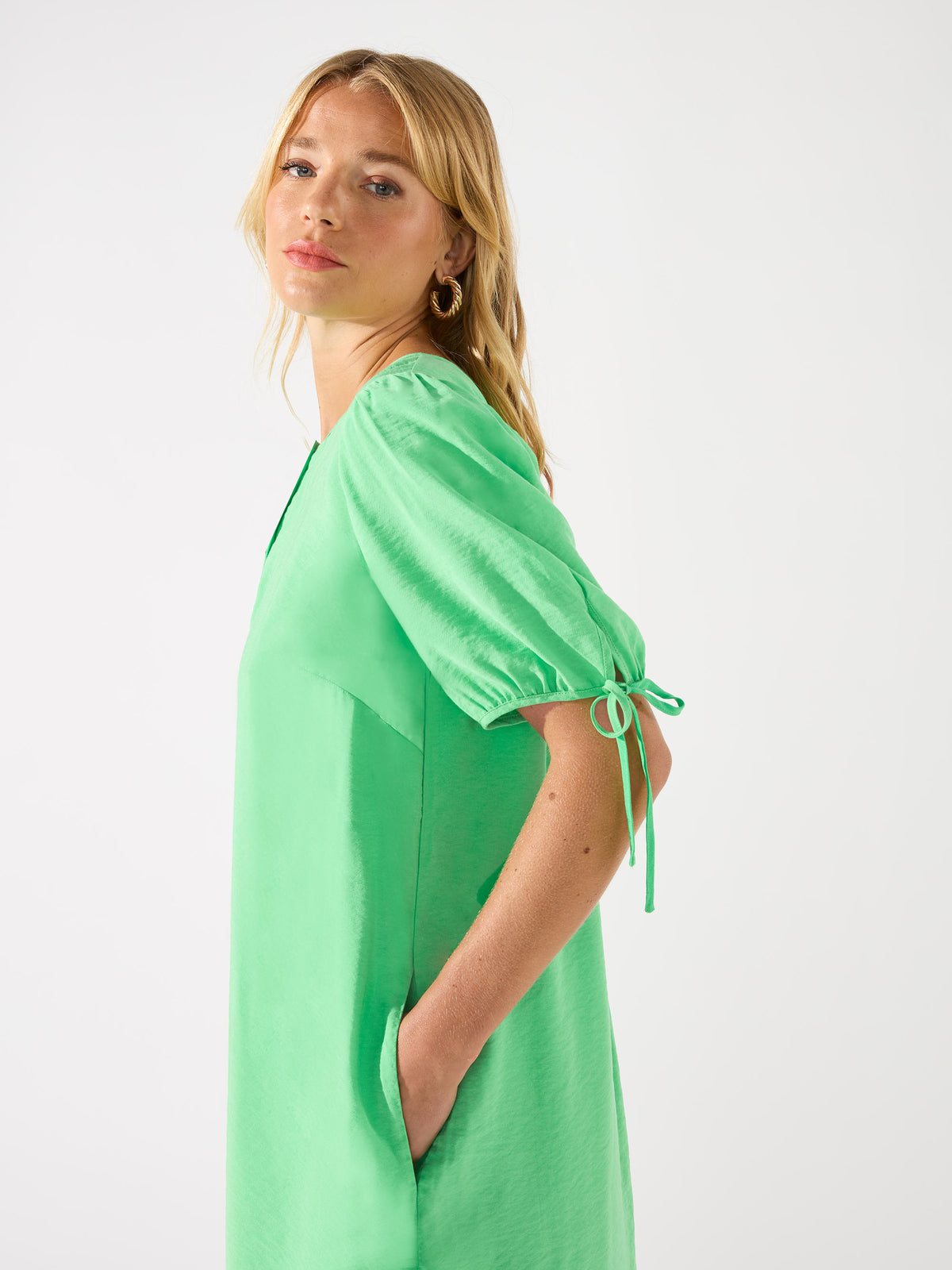 Green Button Through Short Dress