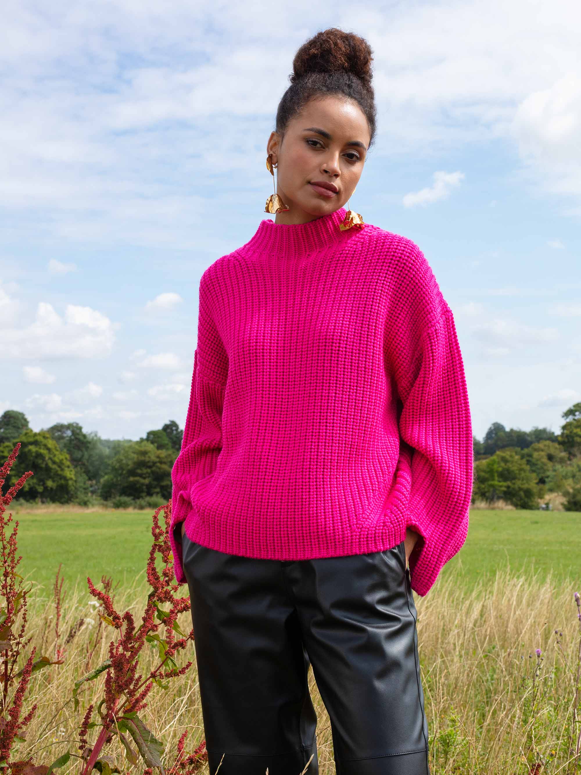 Pink high neck outlet jumper