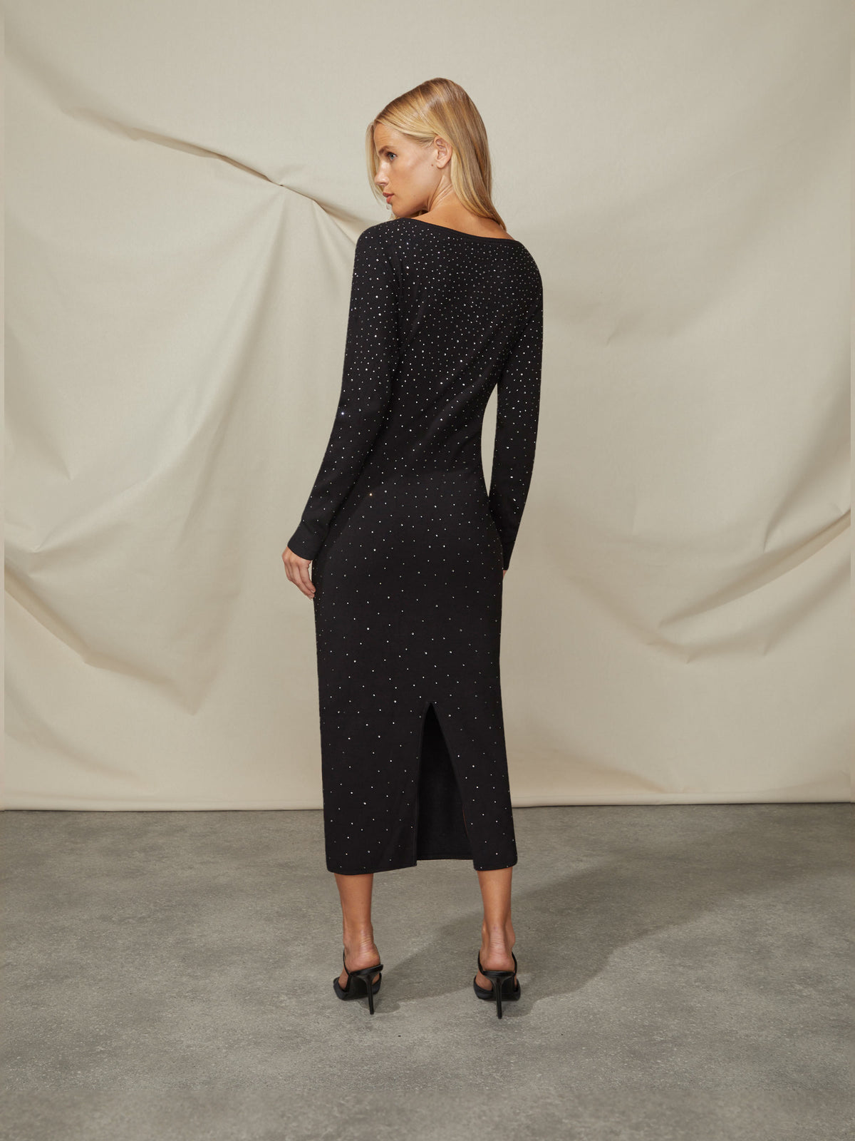 Black Stud Bodycon Knit Dress