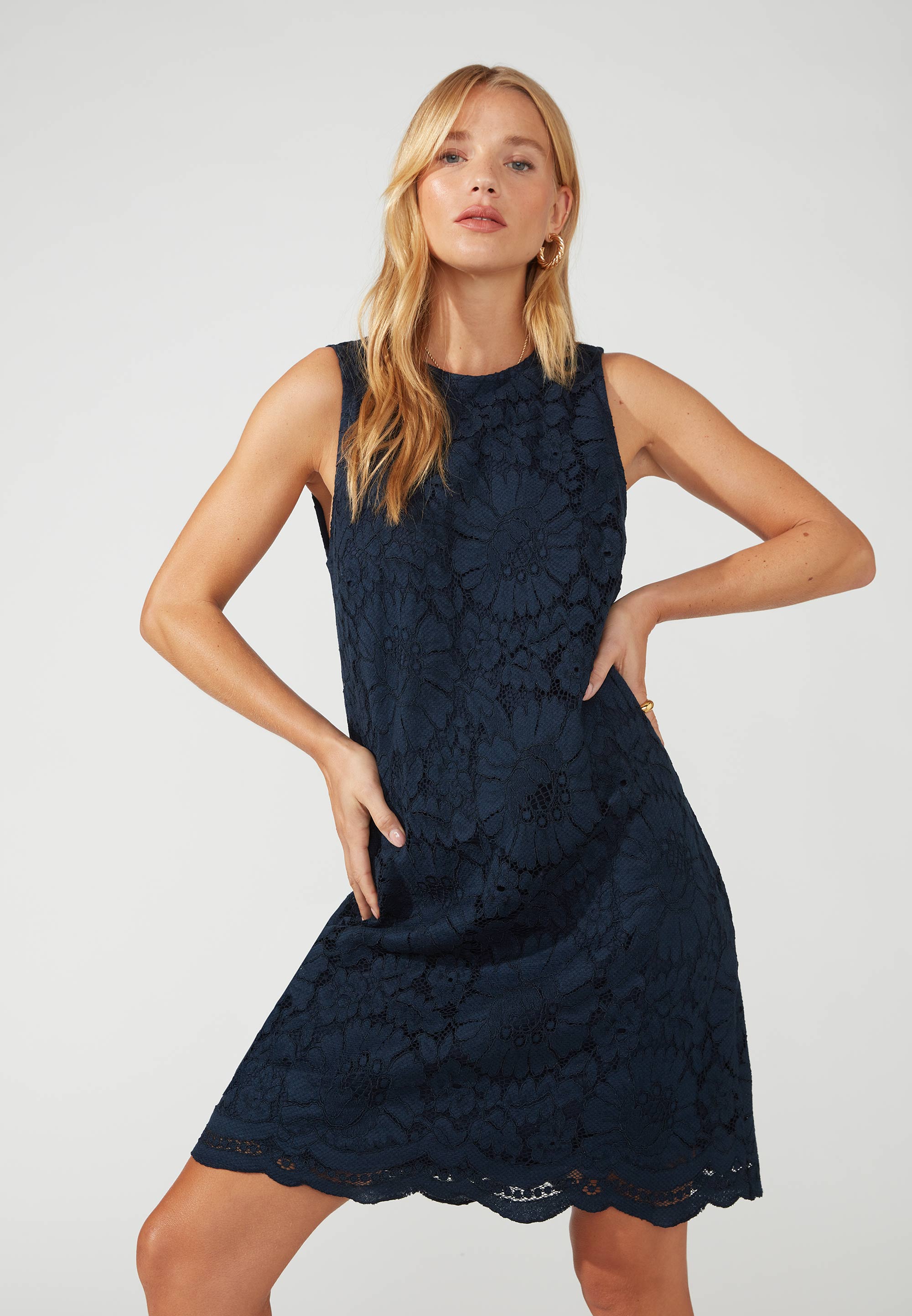 Blue lace shop shift dress