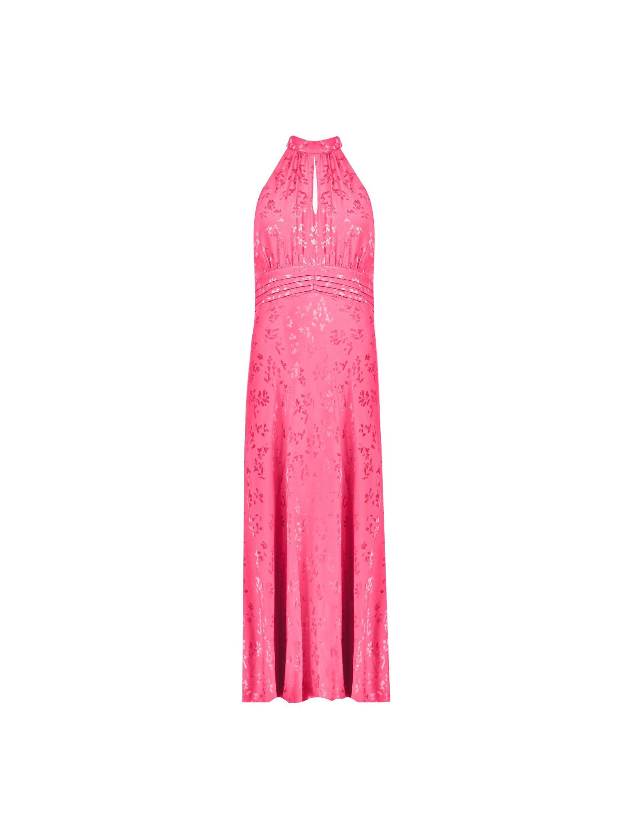 Camilla Pink Jacquard High Neck Keyhole Midi Dress – Ro&Zo
