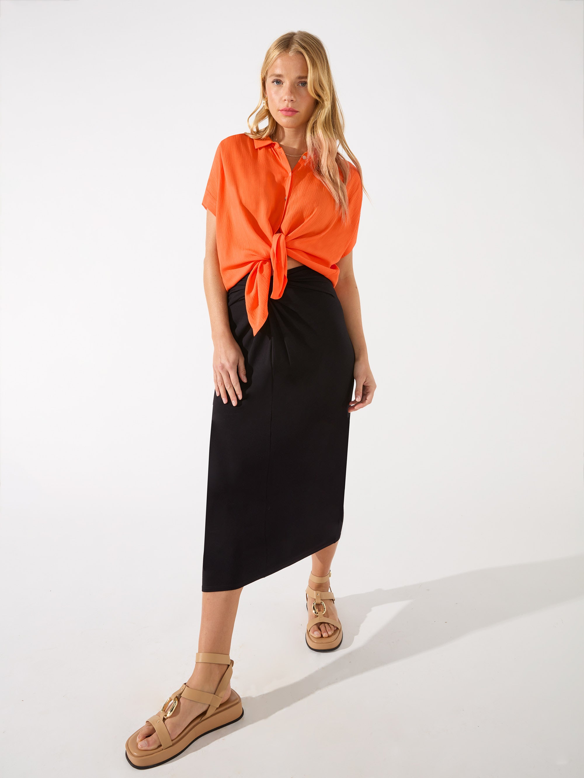 Orange wrap outlet skirt river island