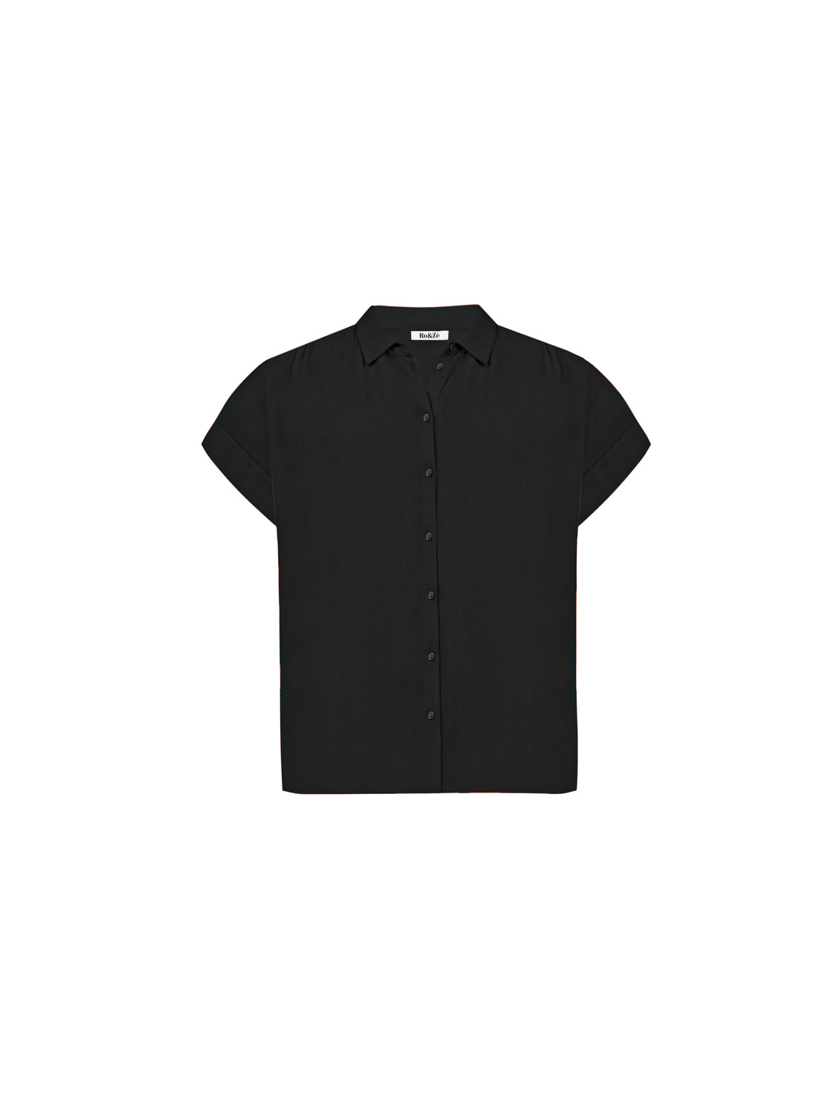 Black Crinkle Grown On Sleeve Shirt