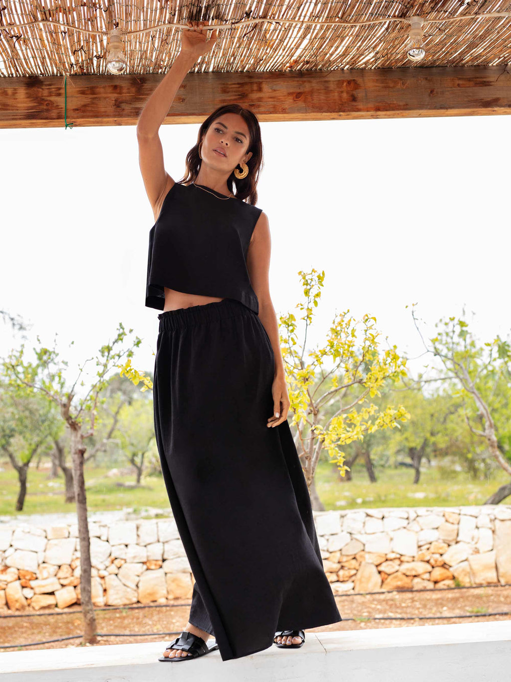 Black Linen Blend Maxi Skirt – Ro&Zo 