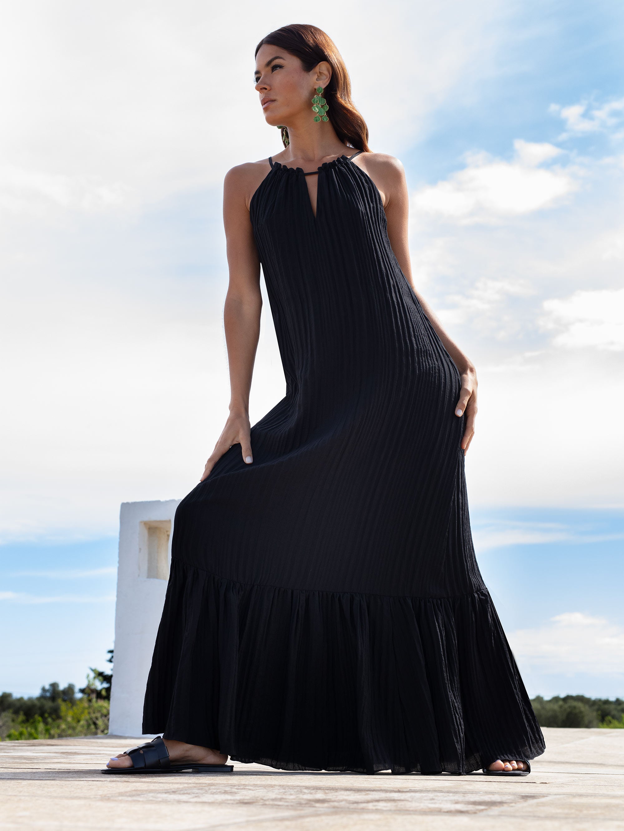 Black tie 2025 waist midi dress