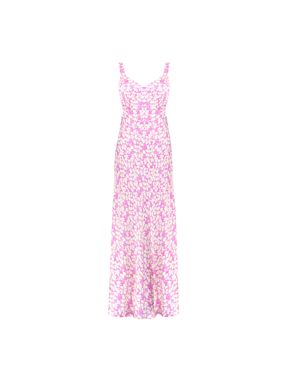Petite Pink Floral Satin Midi Dress