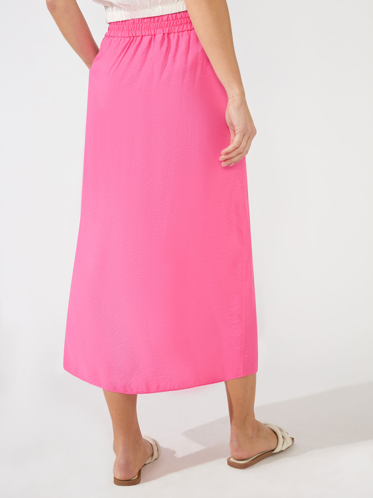 Pink Shirred Waist Skirt