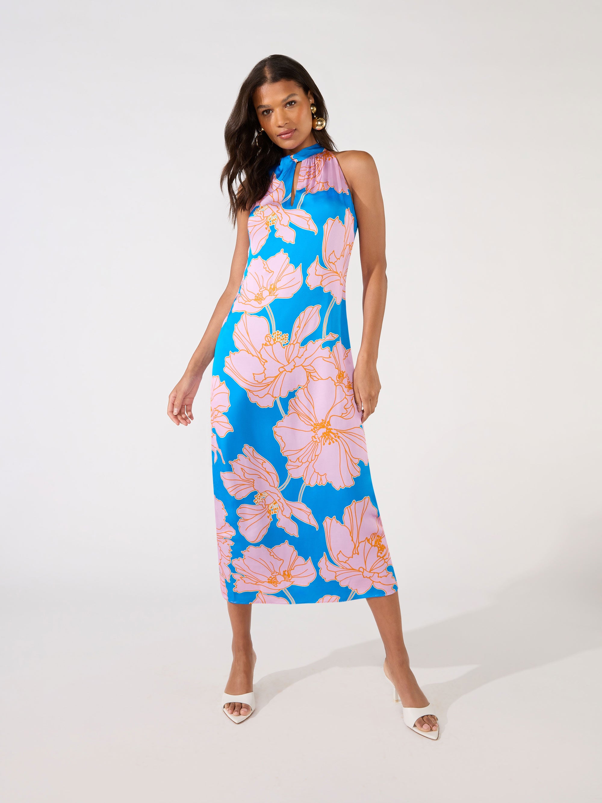 Lipsy halter mila discount floral printed midi dress