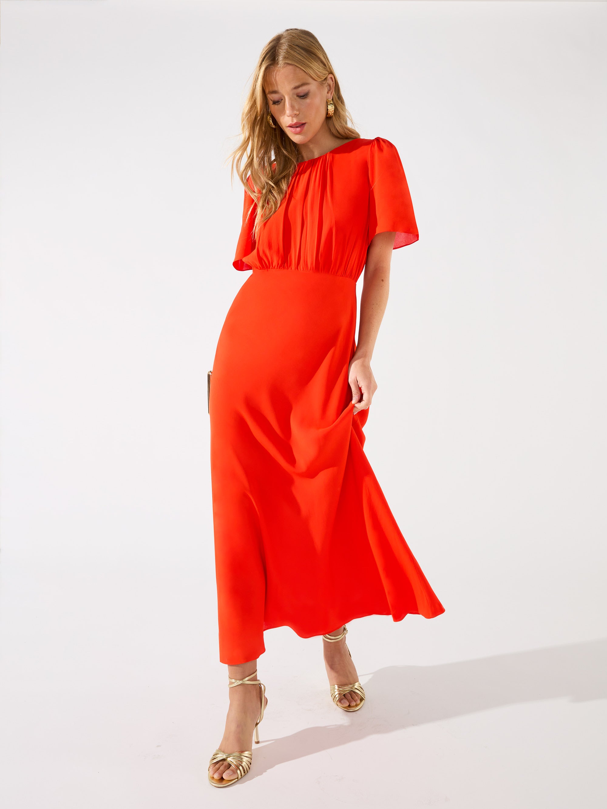 Bias cut dress outlet with sleeves