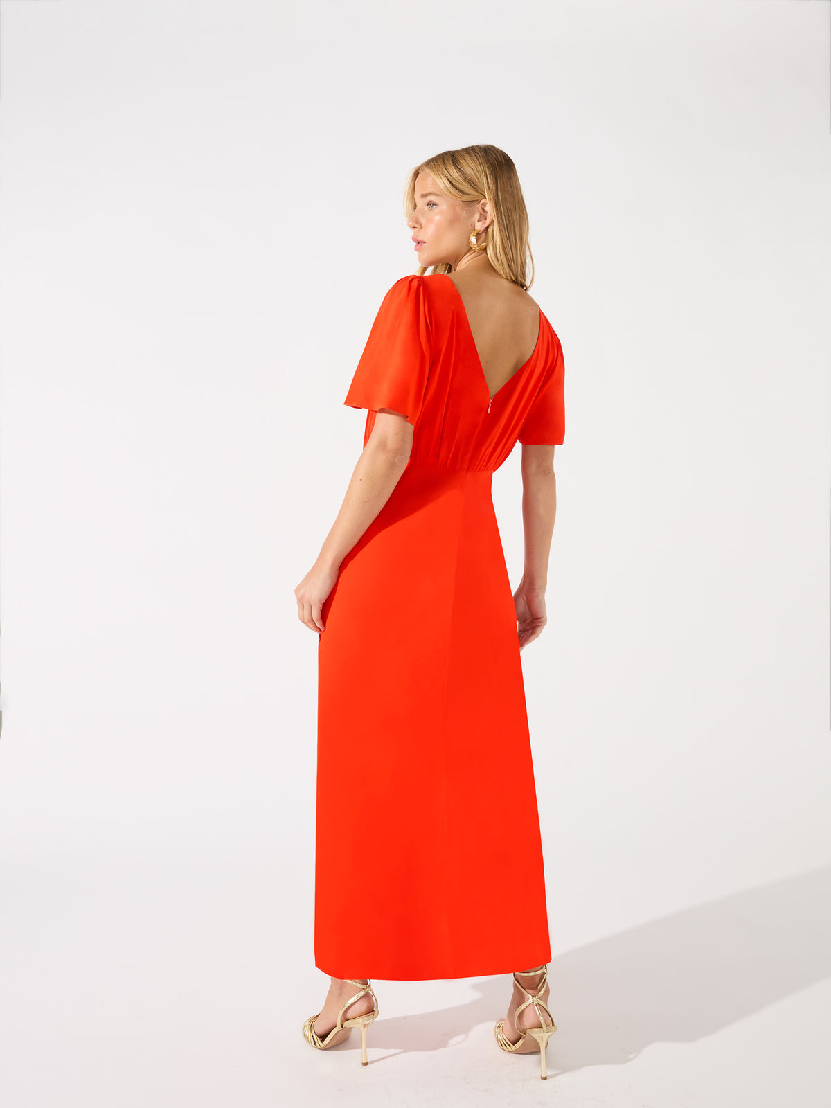 Petite Red Honor Bias Cut Midi Dress