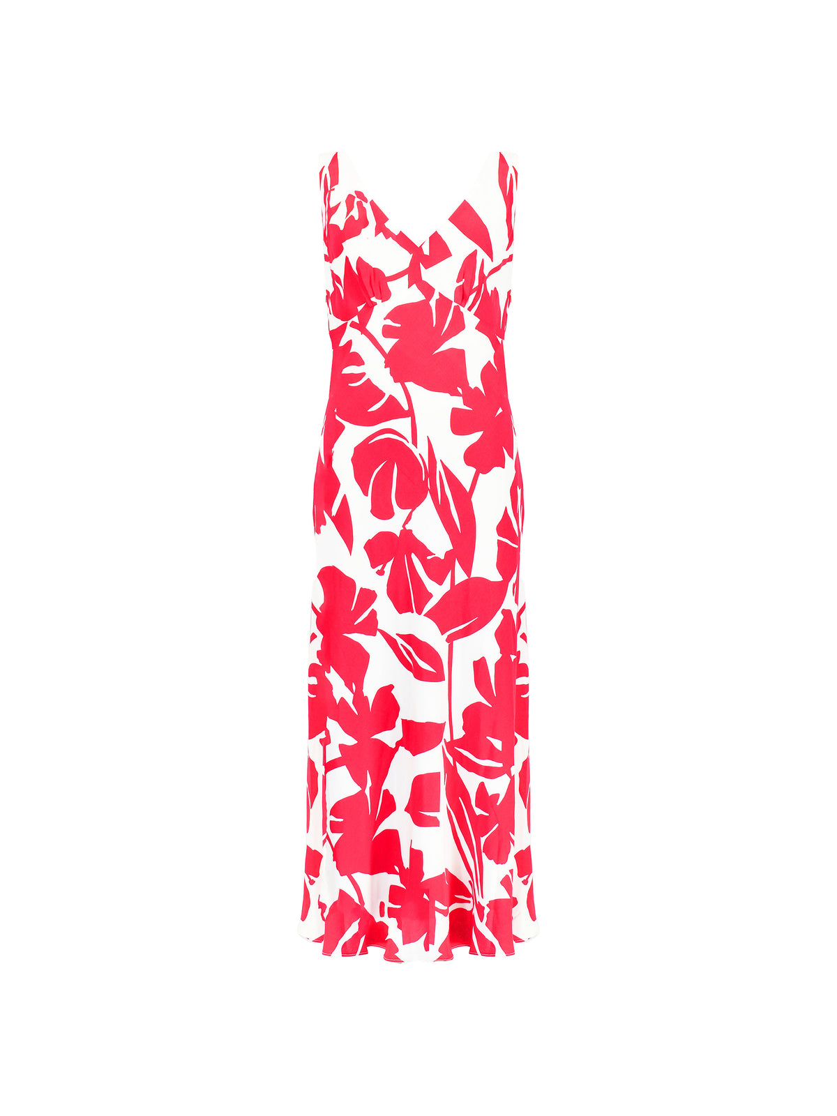 Petite Red Floral Bias Midi Dress