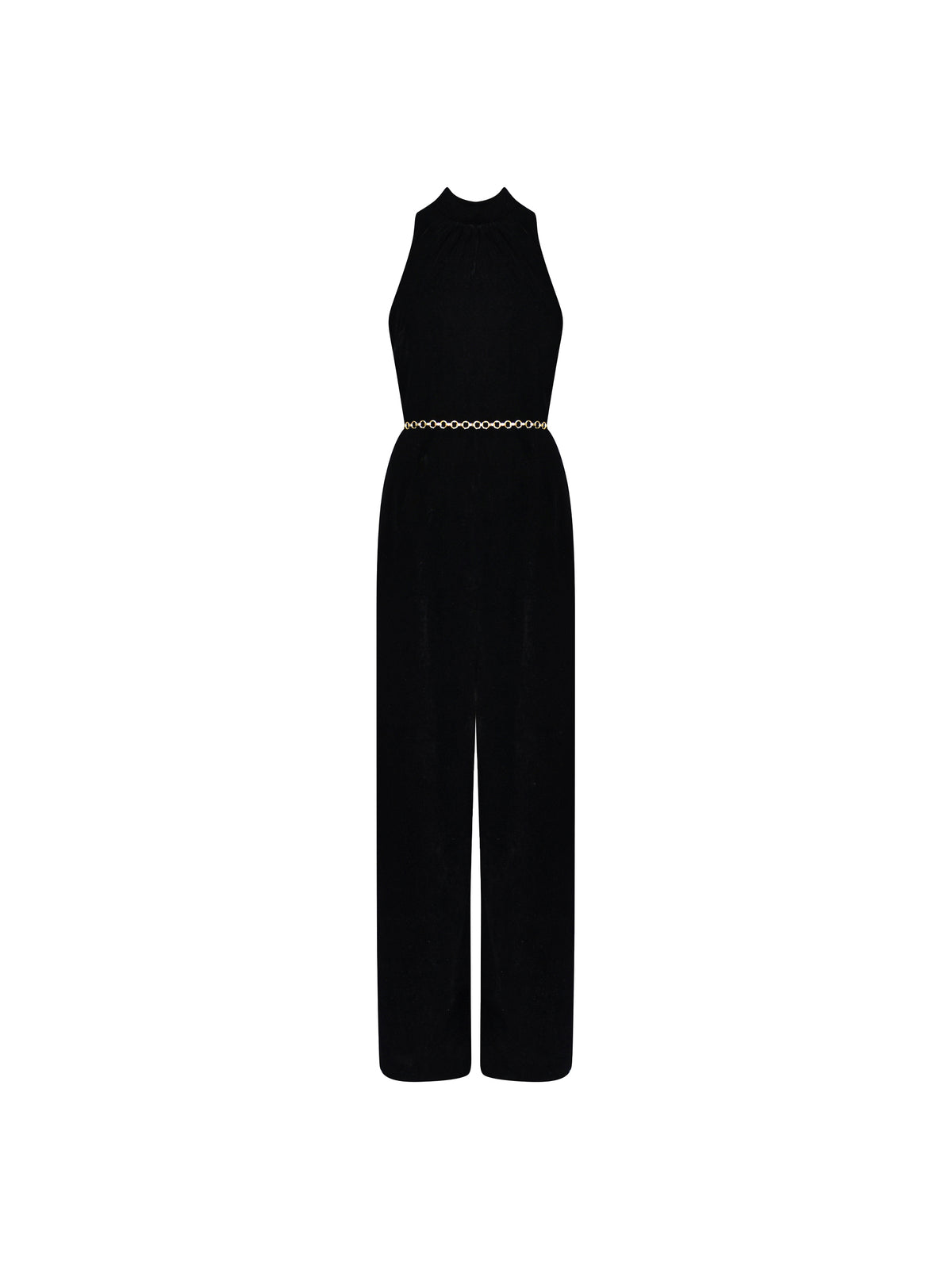 Black Velvet High Neck Jumpsuit