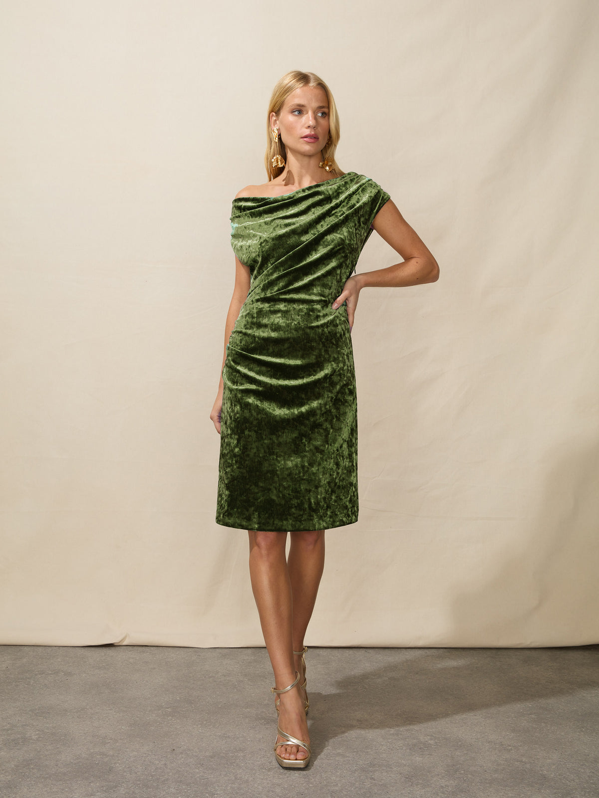 Green Velvet Short Dress