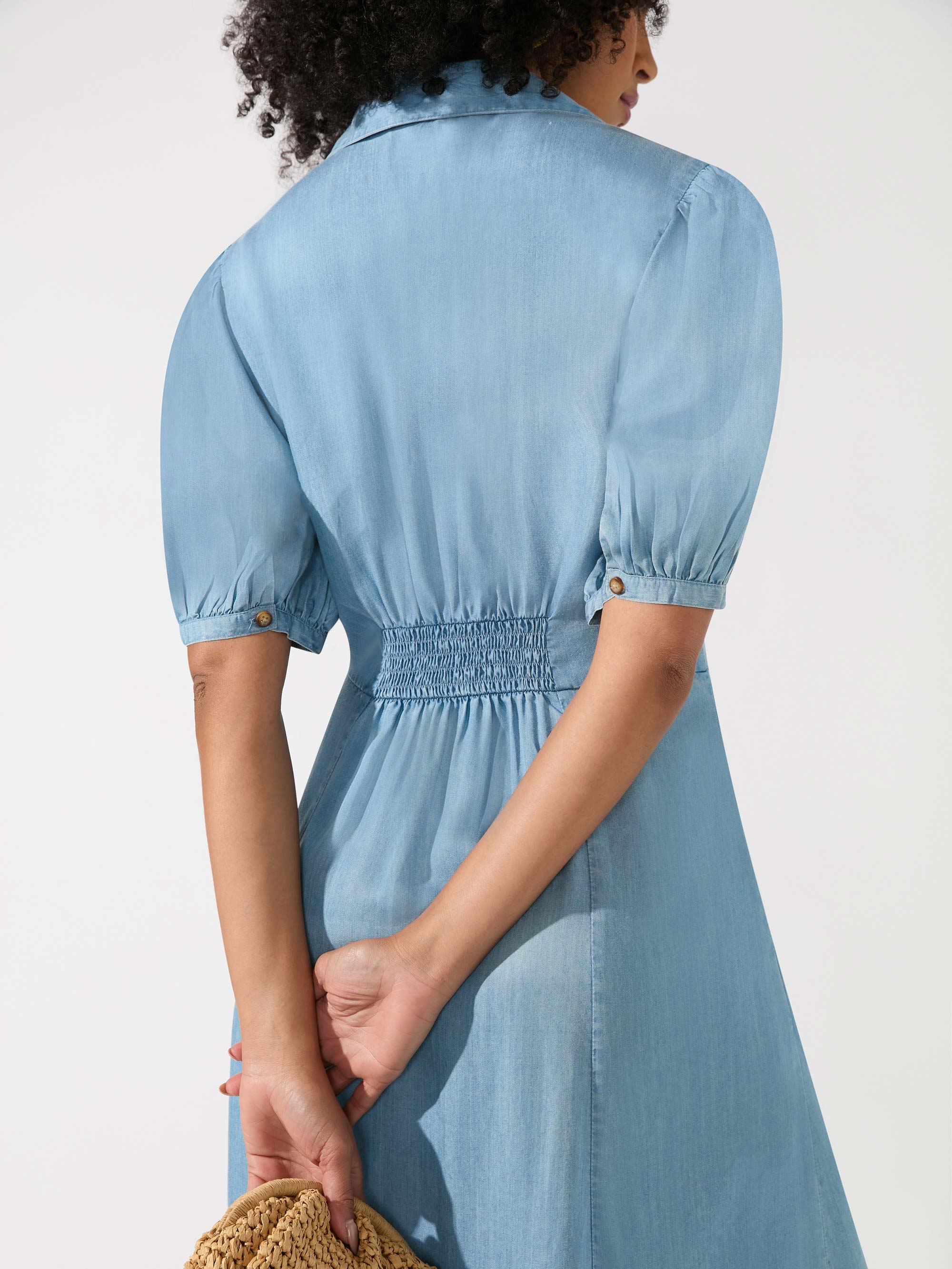 Blue Tencel Midi Dress Ro Zo