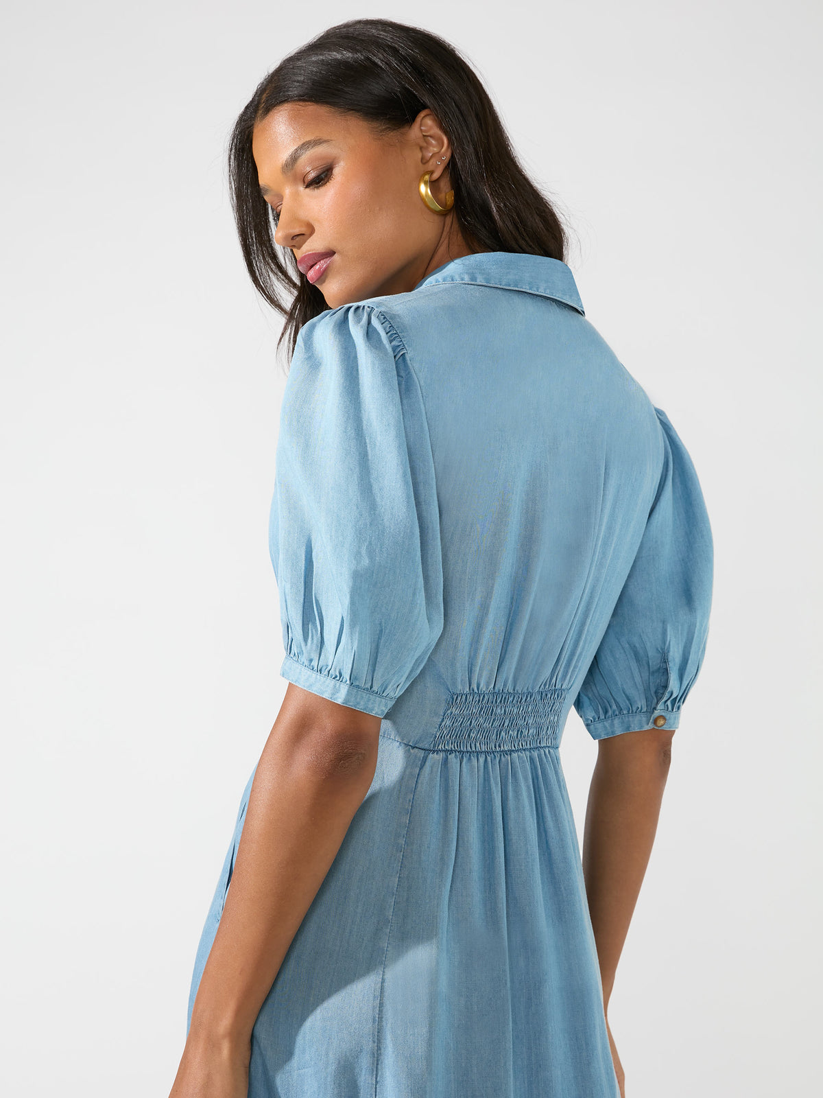 Petite Blue Tencel Midi Dress