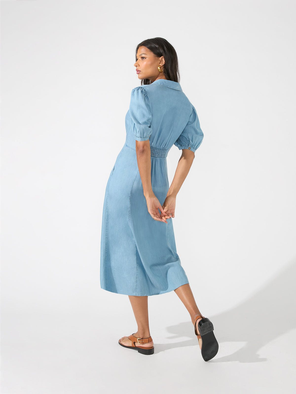 Petite Blue Tencel Midi Dress