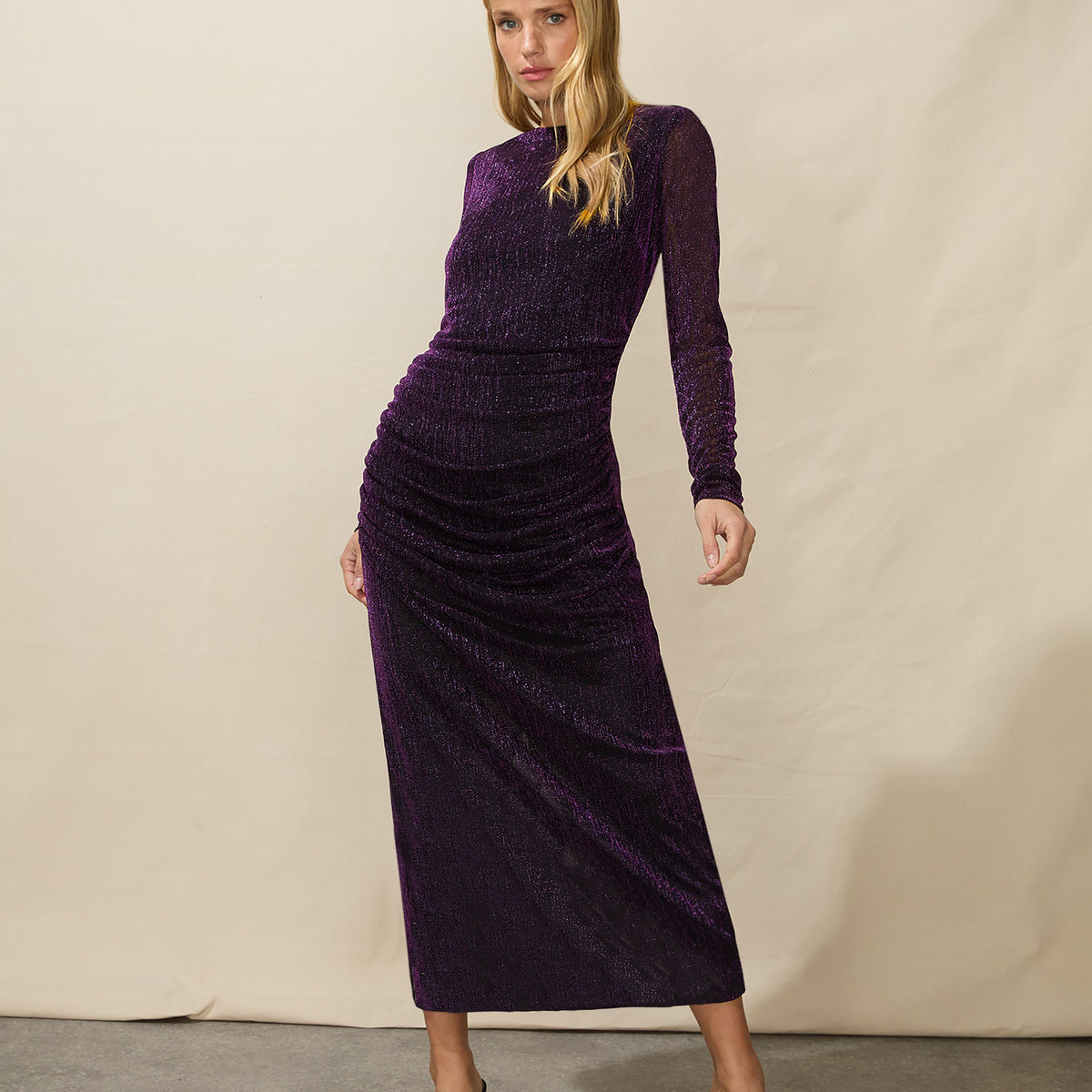 Purple Sparkle Jersey Midi Dress – Ro&Zo
