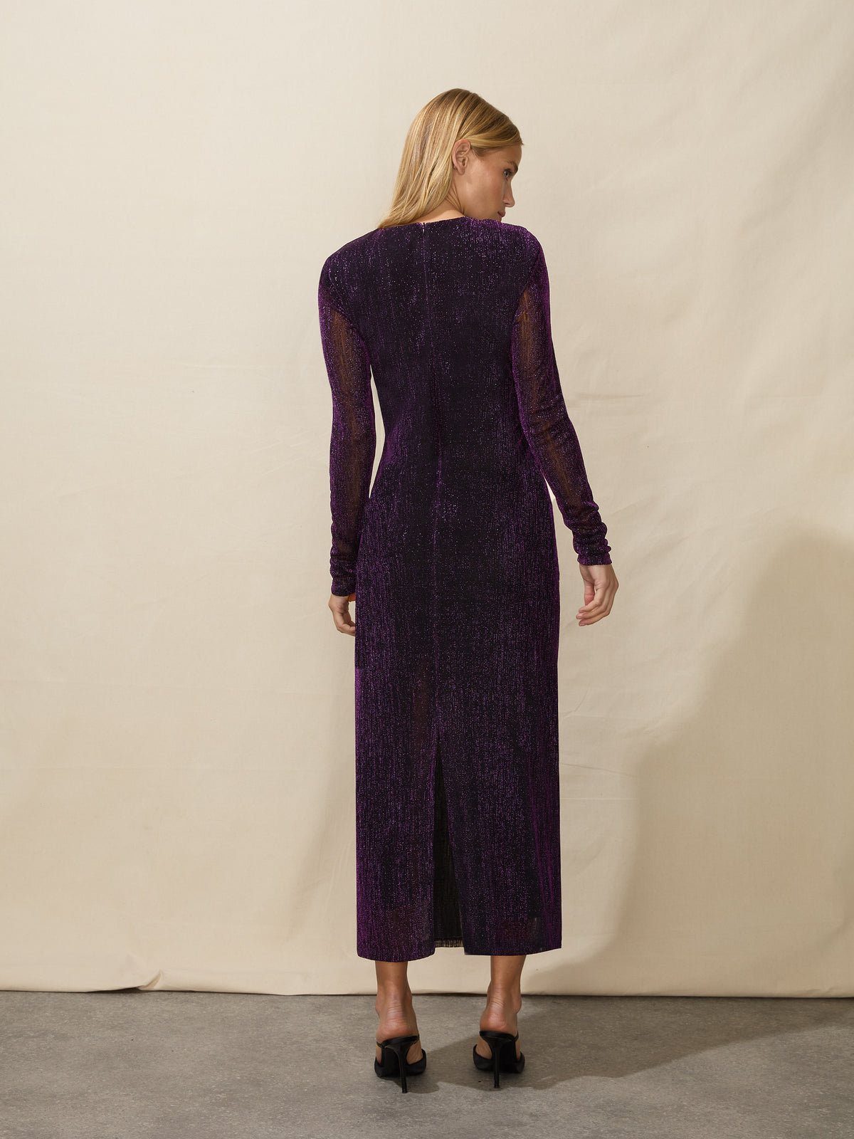 Purple Sparkle Jersey Midi Dress