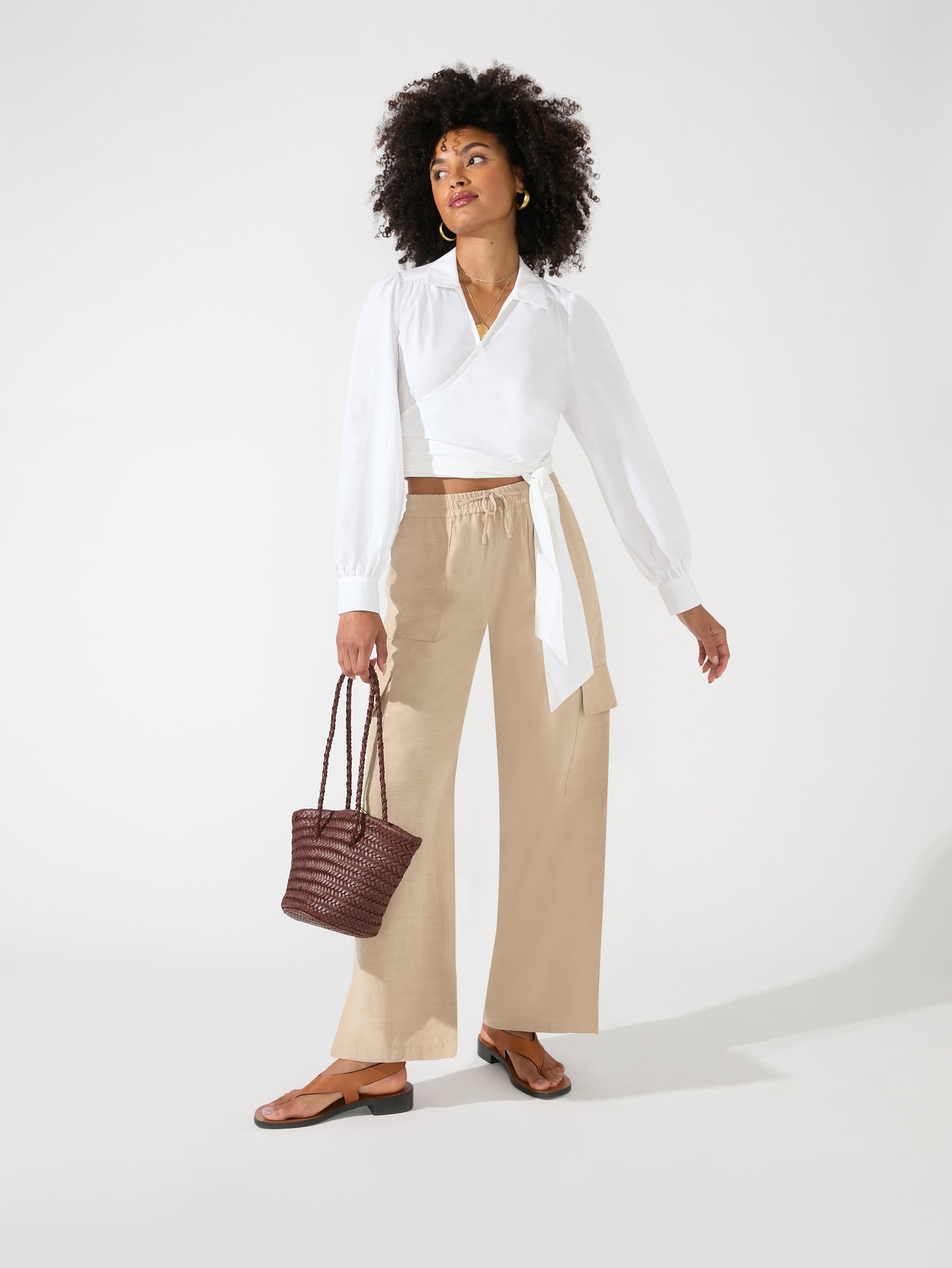 White Cotton Wrap Blouse – Ro&Zo