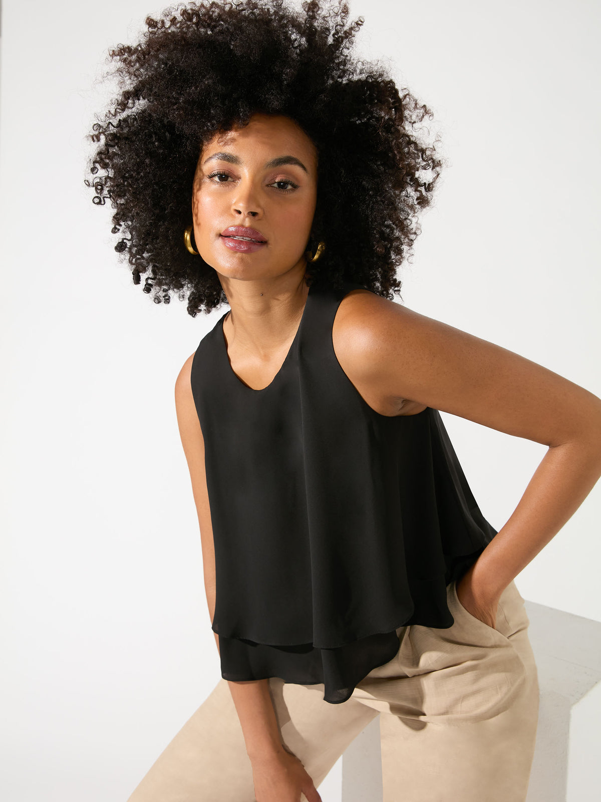 Black Double Layer Shell Top