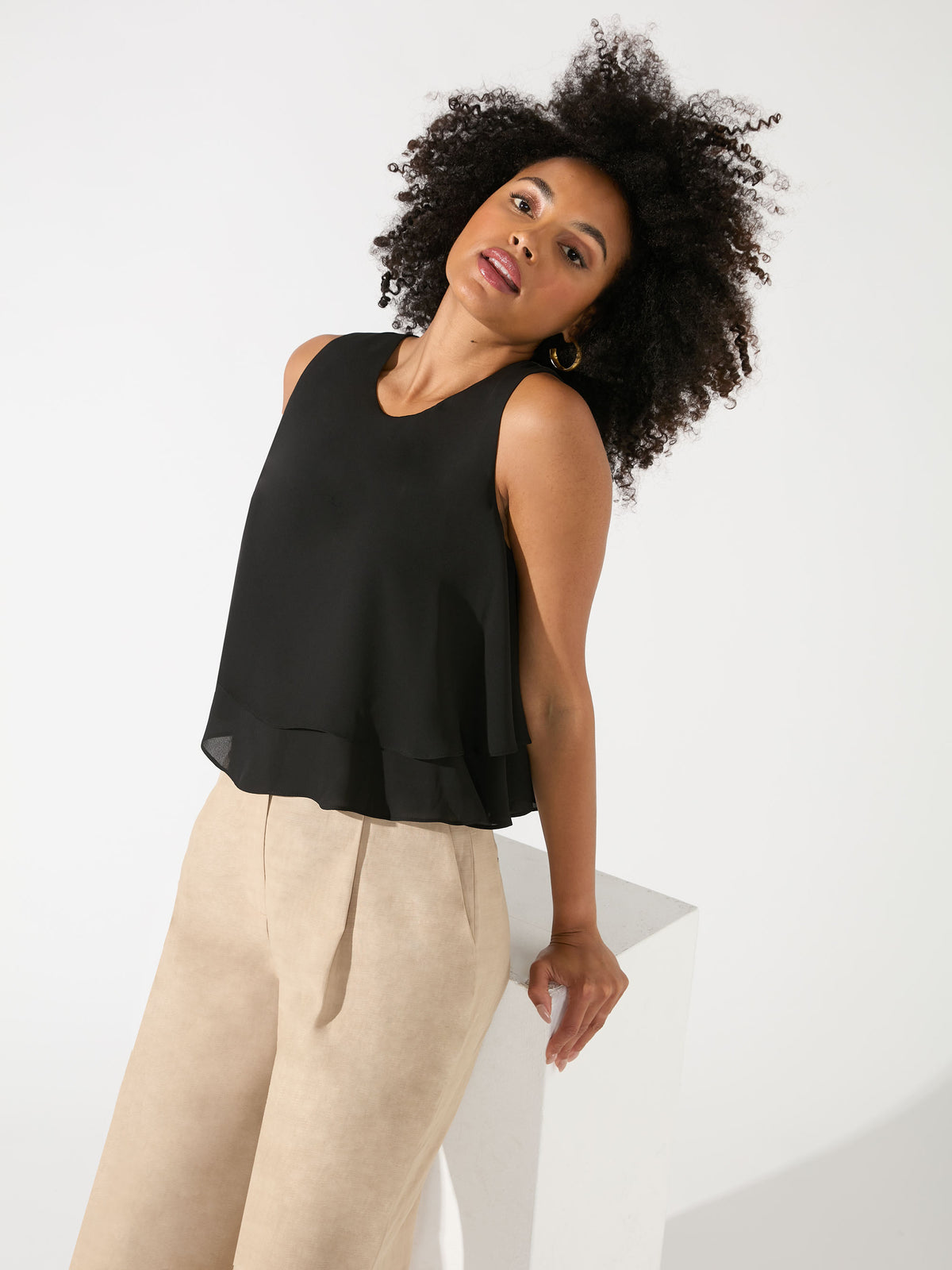 Black Double Layer Shell Top