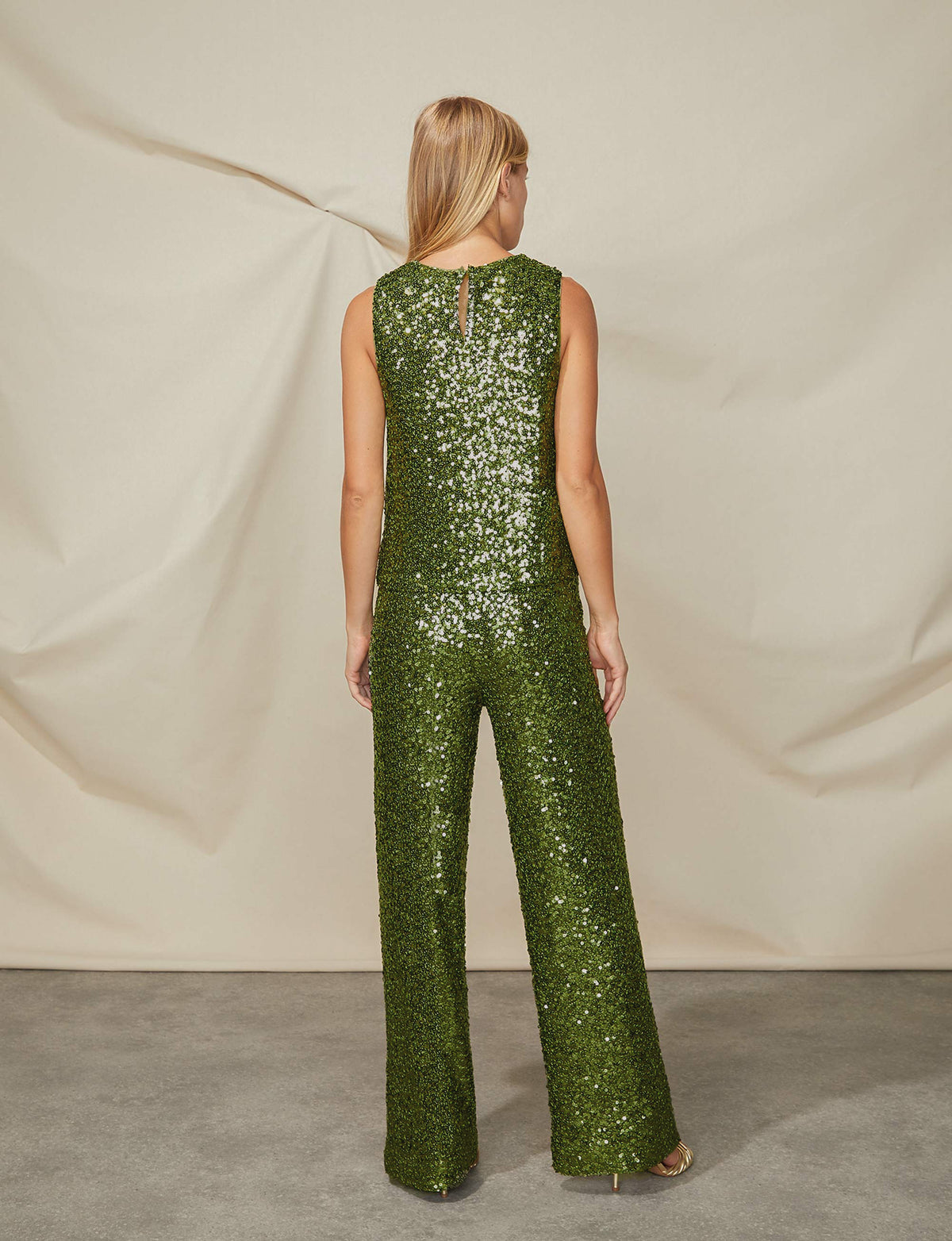Olive Sequin Wide Leg Trousers