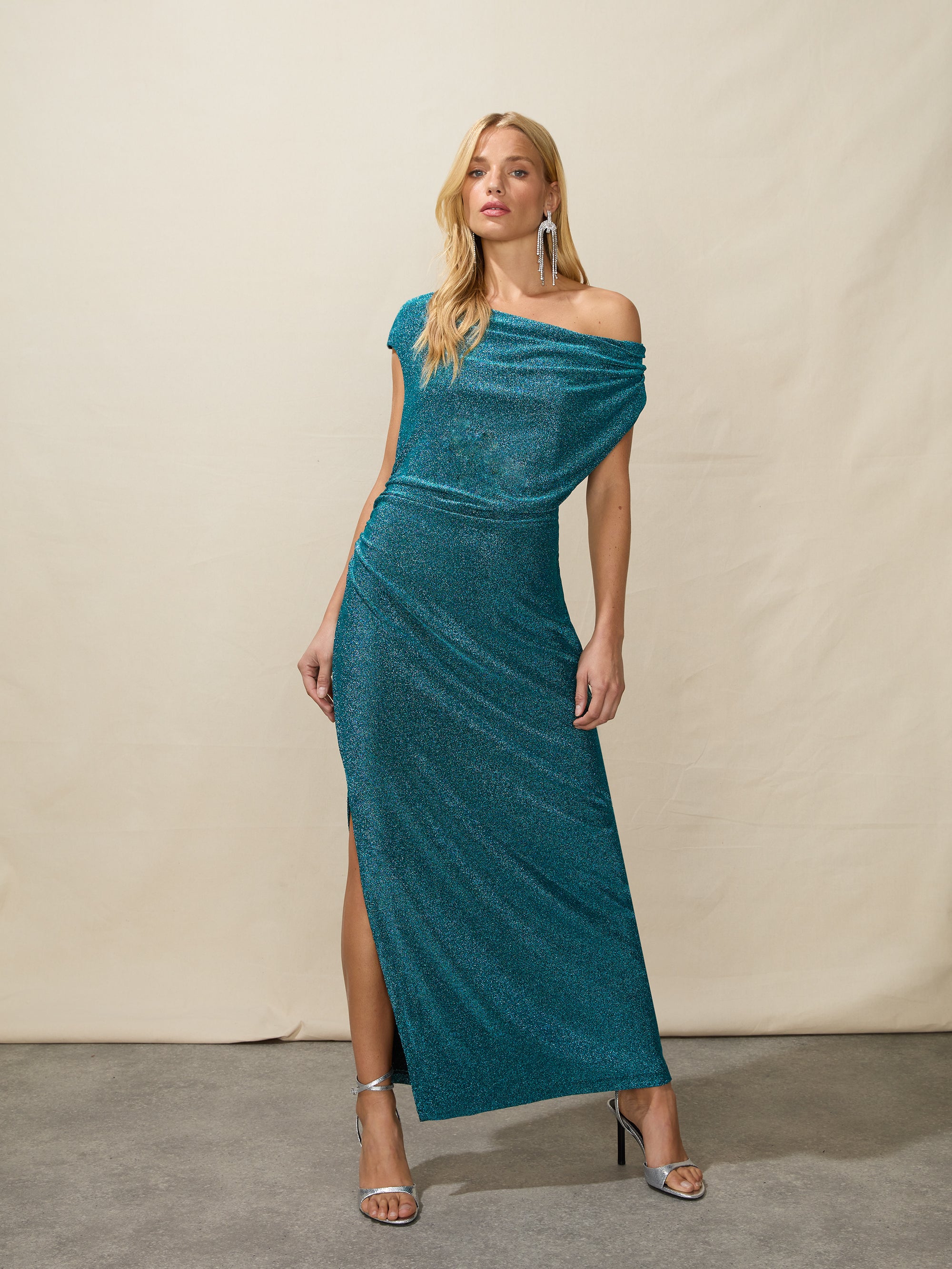 Teal store jersey dress