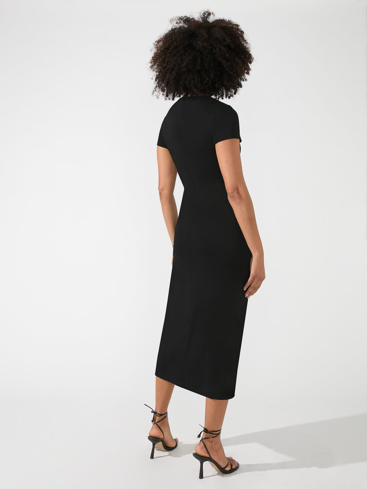 Black Crepe Jersey Split Leg Midi Dress