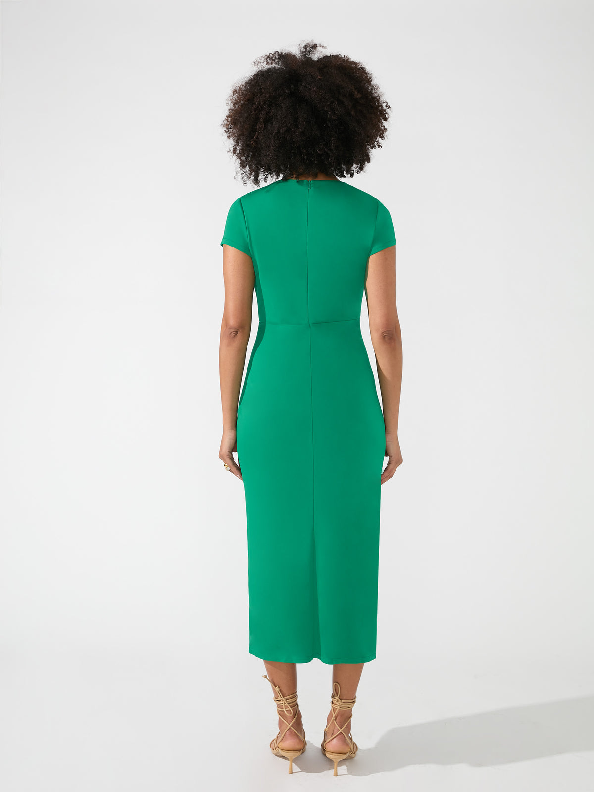 Green Crepe Jersey Split Leg Midi Dress