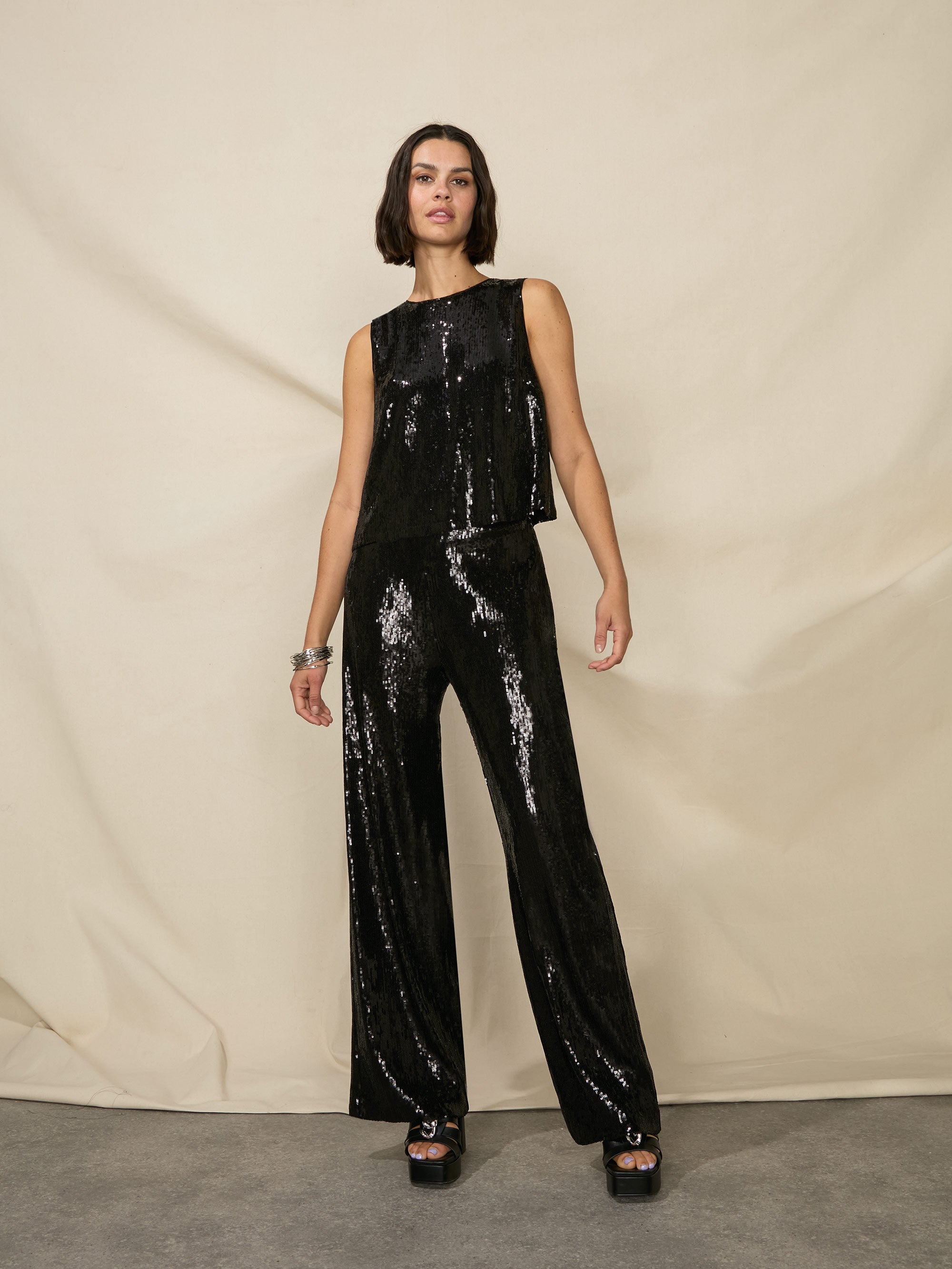 Sequin wide 2024 leg trousers