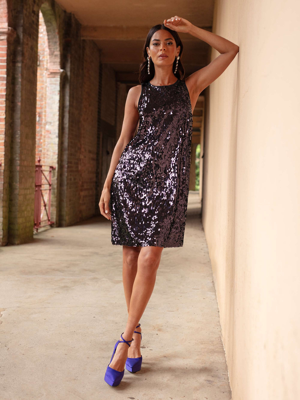 Purple Sequin Mini Dress