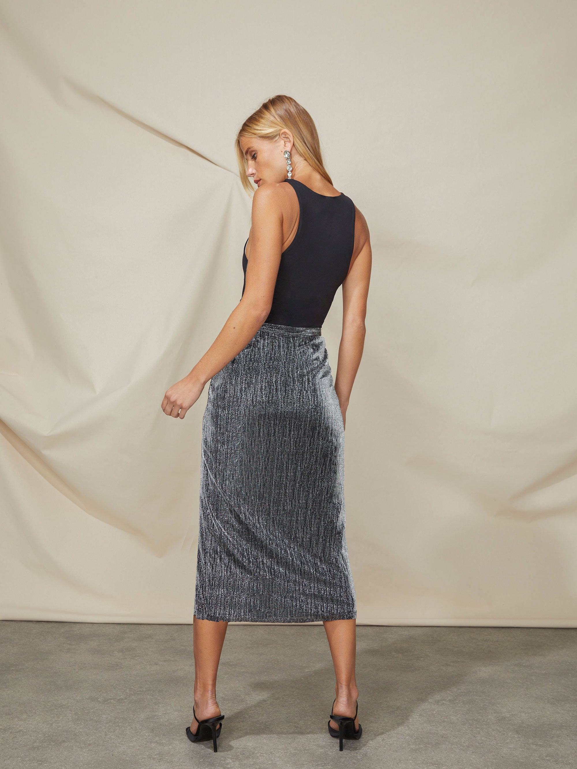 Silver ruched clearance skirt