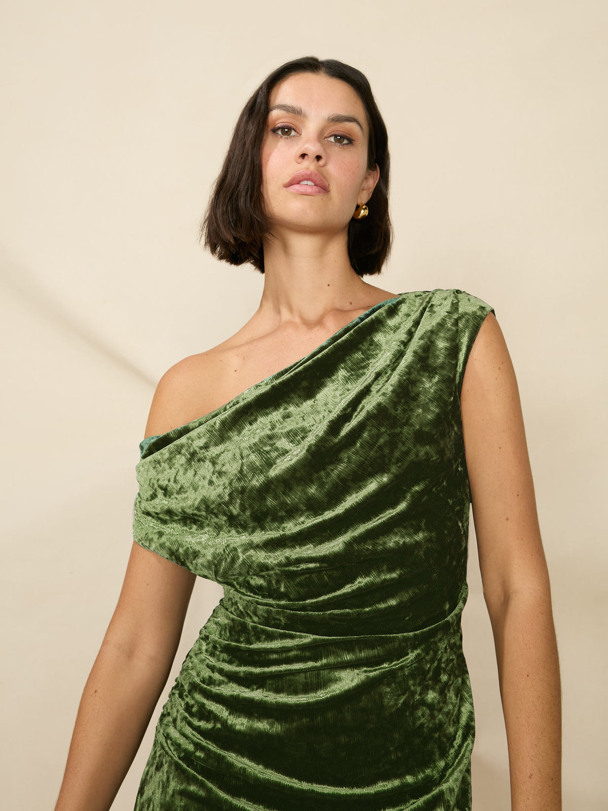 Petite Green Velvet Short Dress