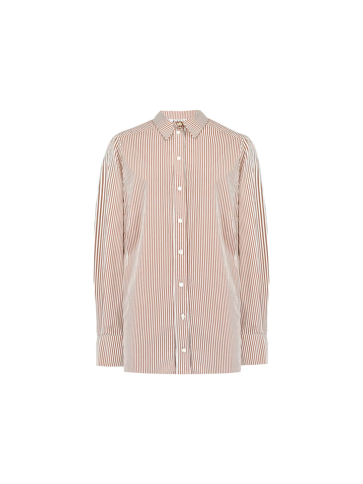 Brown Oversized Pinstripe Cotton Shirt