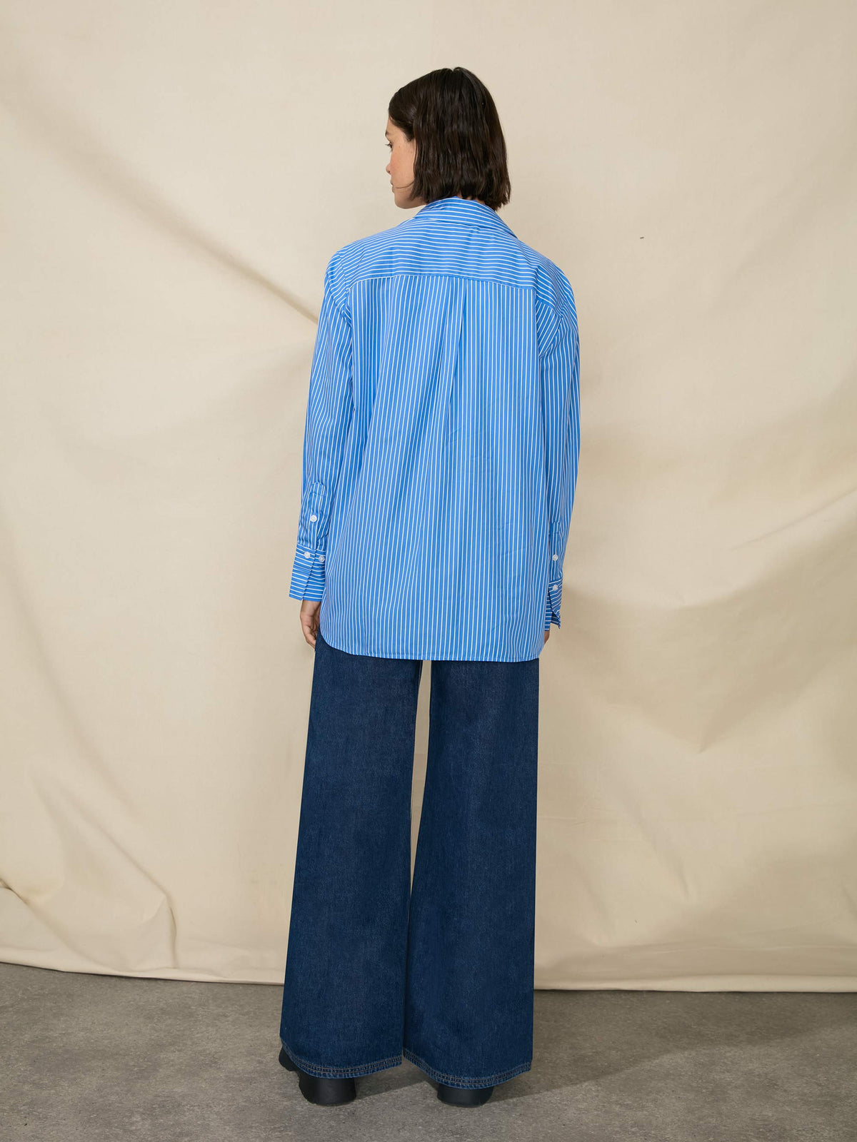 Blue Oversized Pinstripe Cotton Shirt