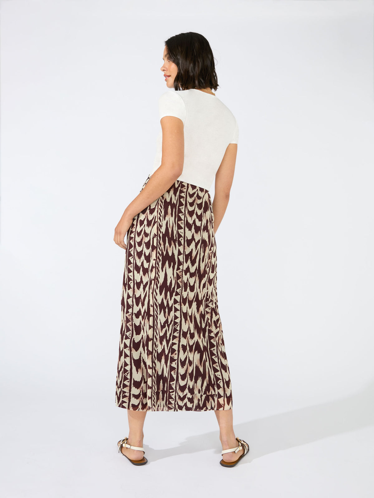 Petite Brown Abstract Animal Print Skirt