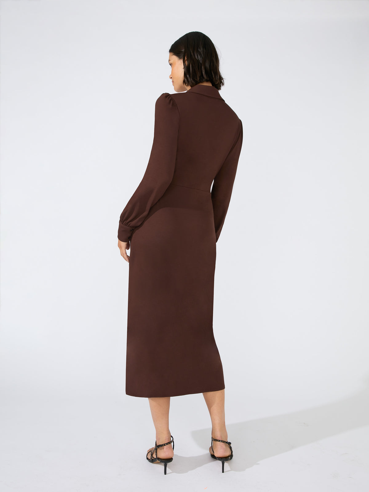 Petite Brown Jersey Ruched Front Dress