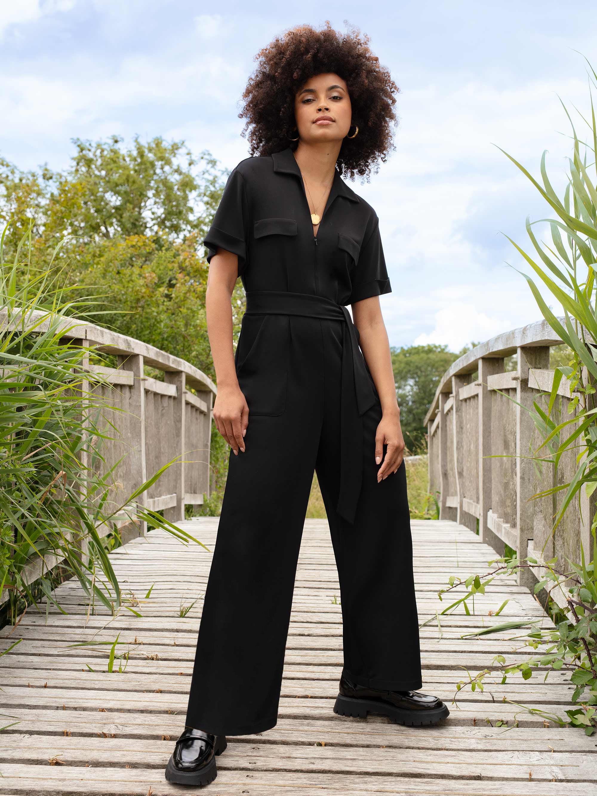 Wide leg store short sleeve jumpsuit