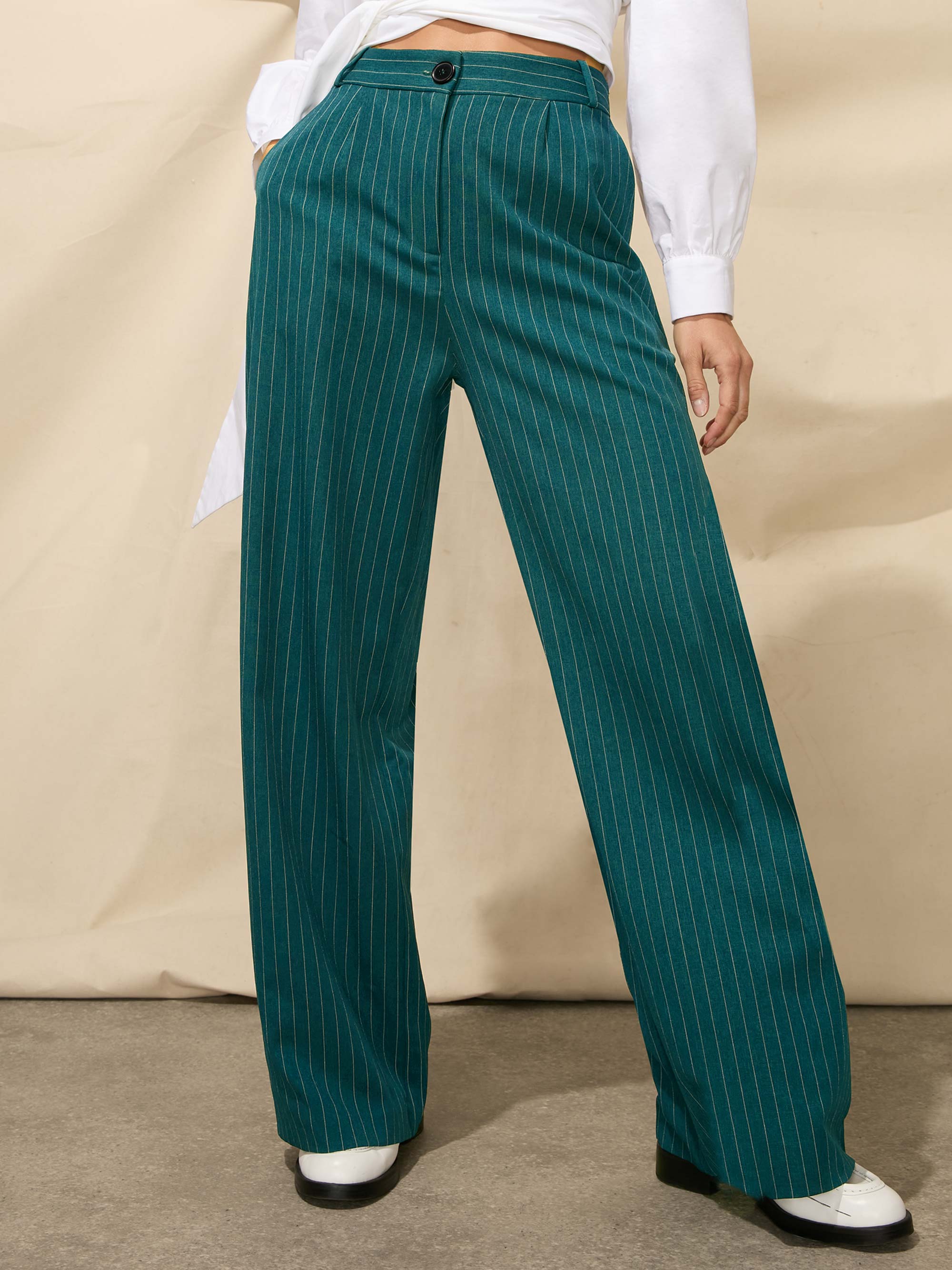 Green and white striped sales pants