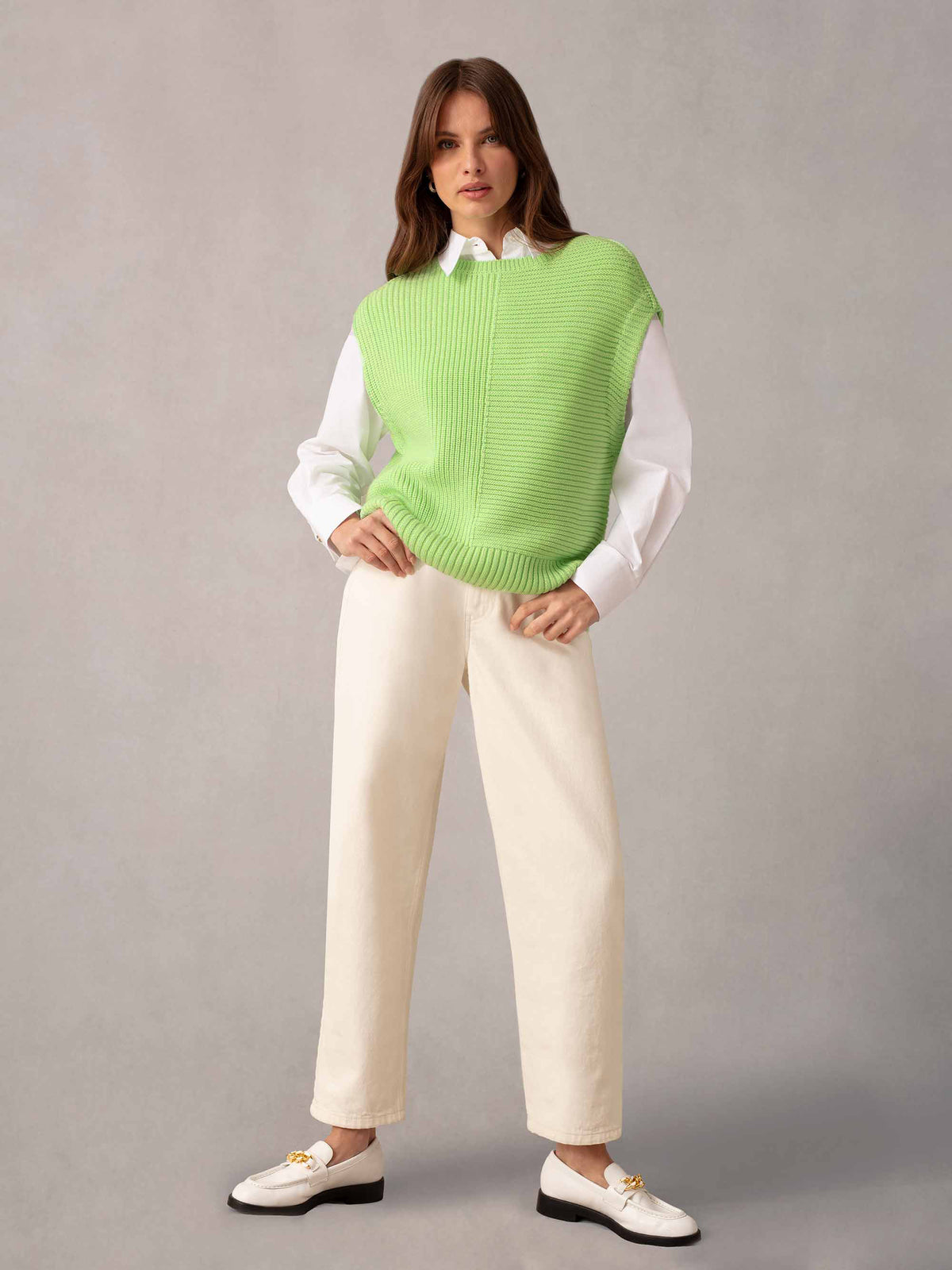 Green Oversized Knit Vest Top
