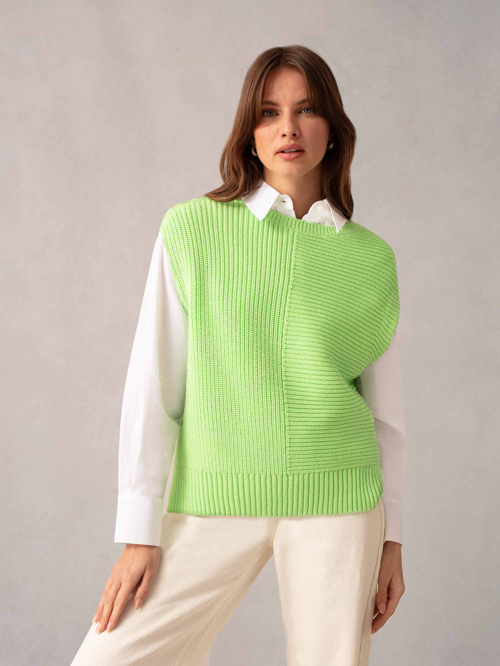 Green Oversized Knit Vest Top Ro&Zo