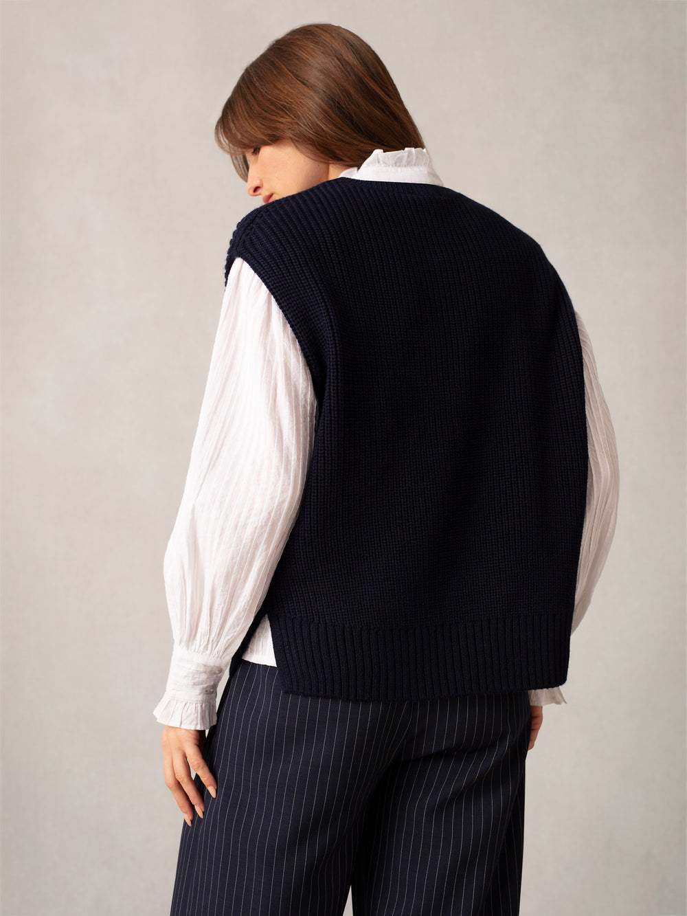 Navy Oversized Knit Vest Top Ro&Zo