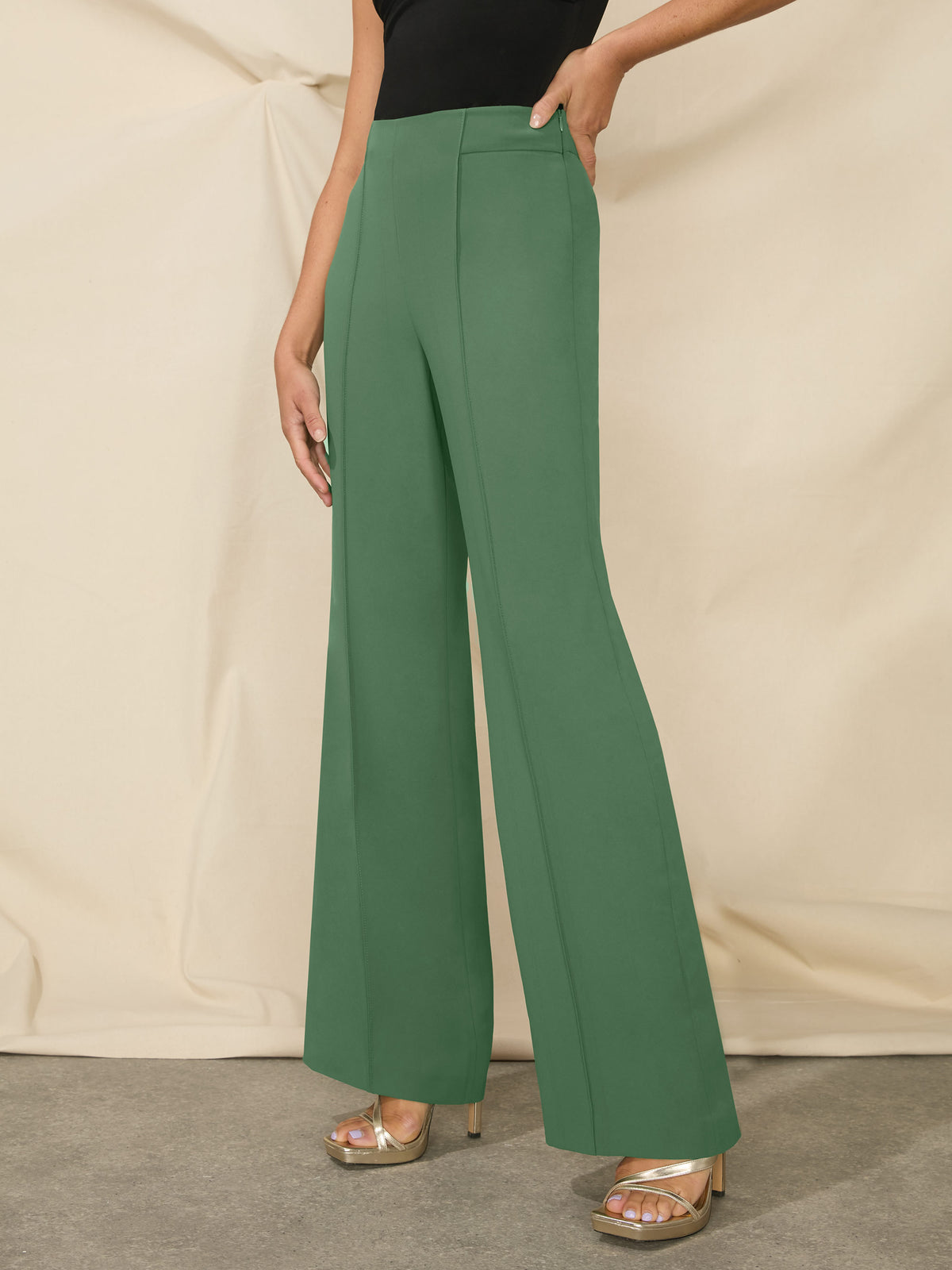 Petite Olive Green Straight Leg Trouser