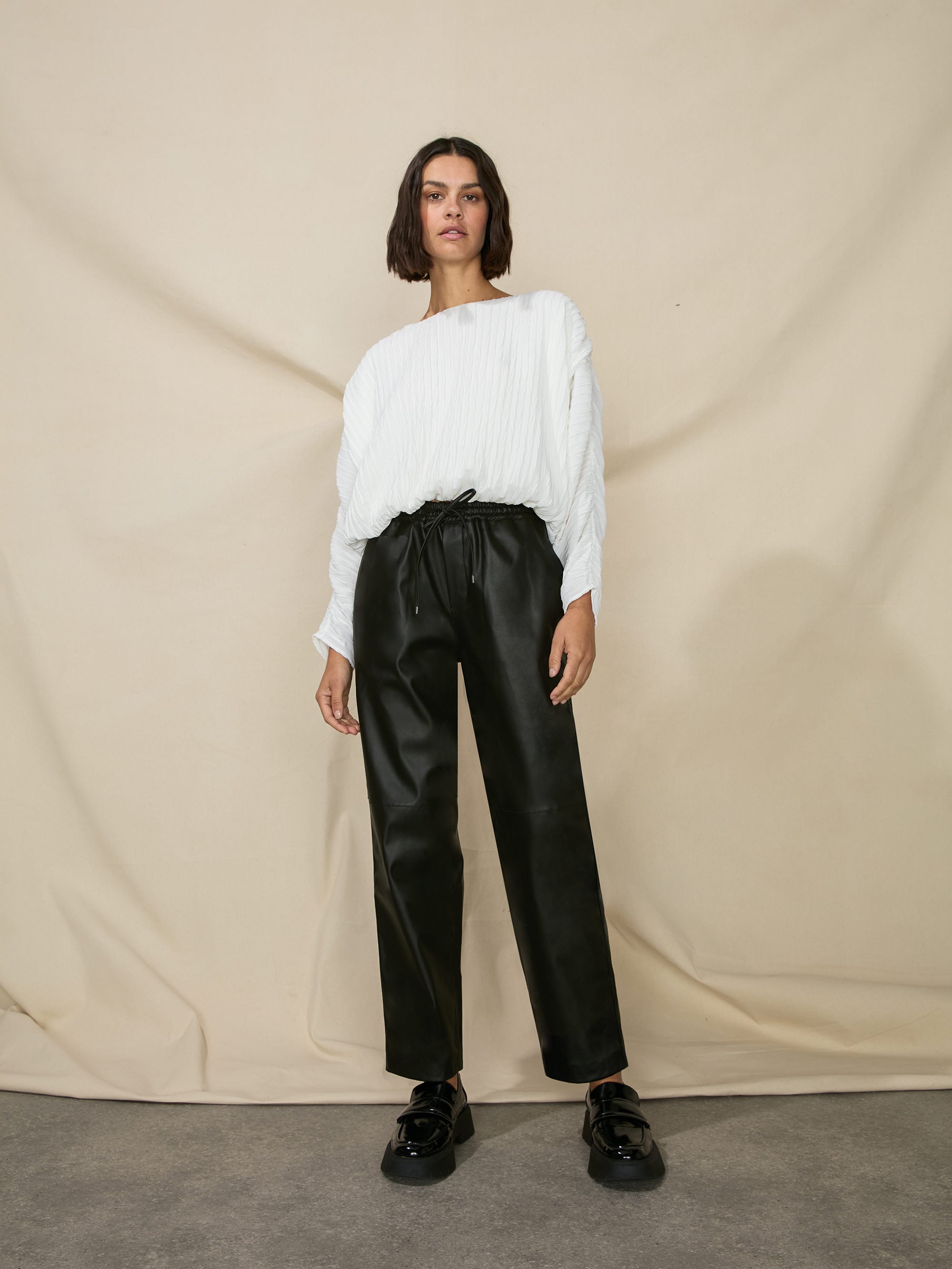 Petite faux leather store joggers